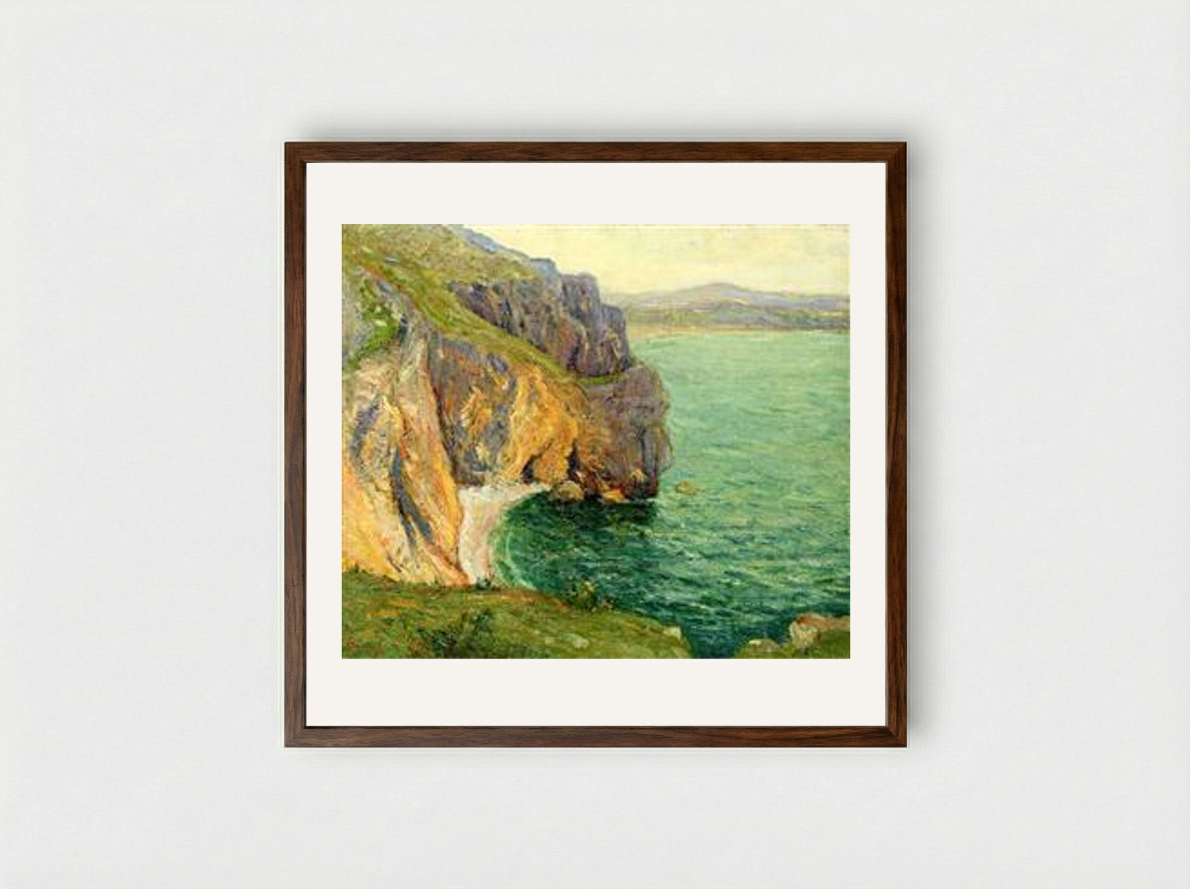 The Cliffs at Polhor - Maxime Maufra - Framed Print Dark Wood