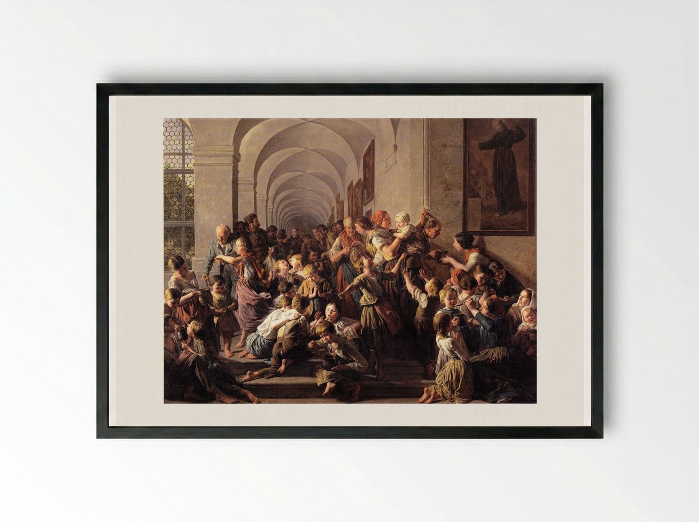 The Cloister Soup - Ferdinand Georg Waldmüller - Framed Print Black