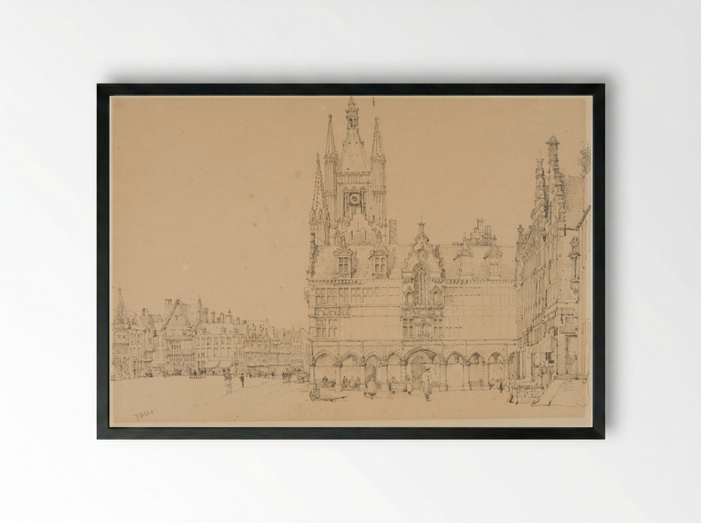 The Cloth Hall, Ypres - Samuel Prout - Framed Print Black