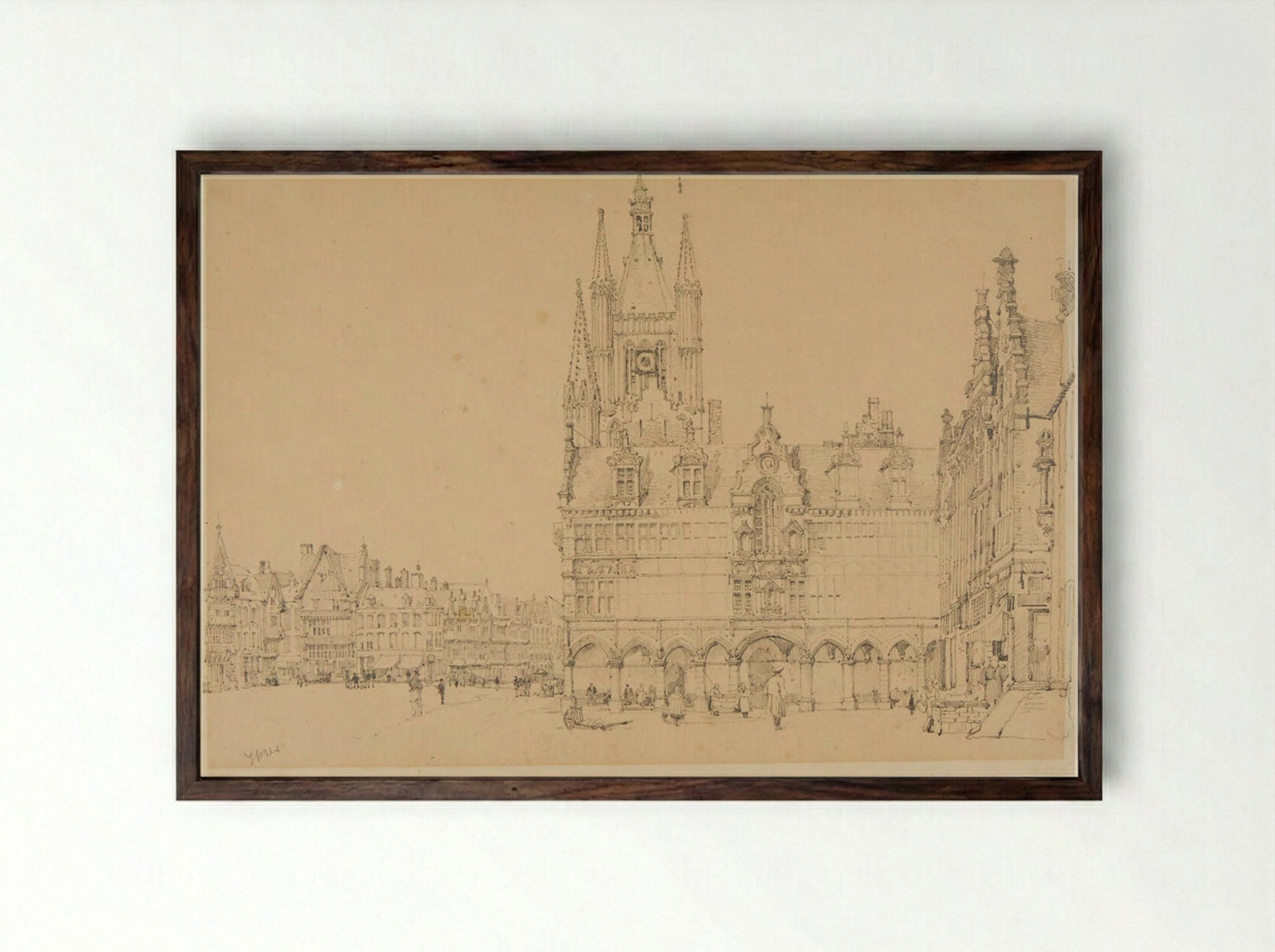 The Cloth Hall, Ypres - Samuel Prout - Framed Print Dark Wood