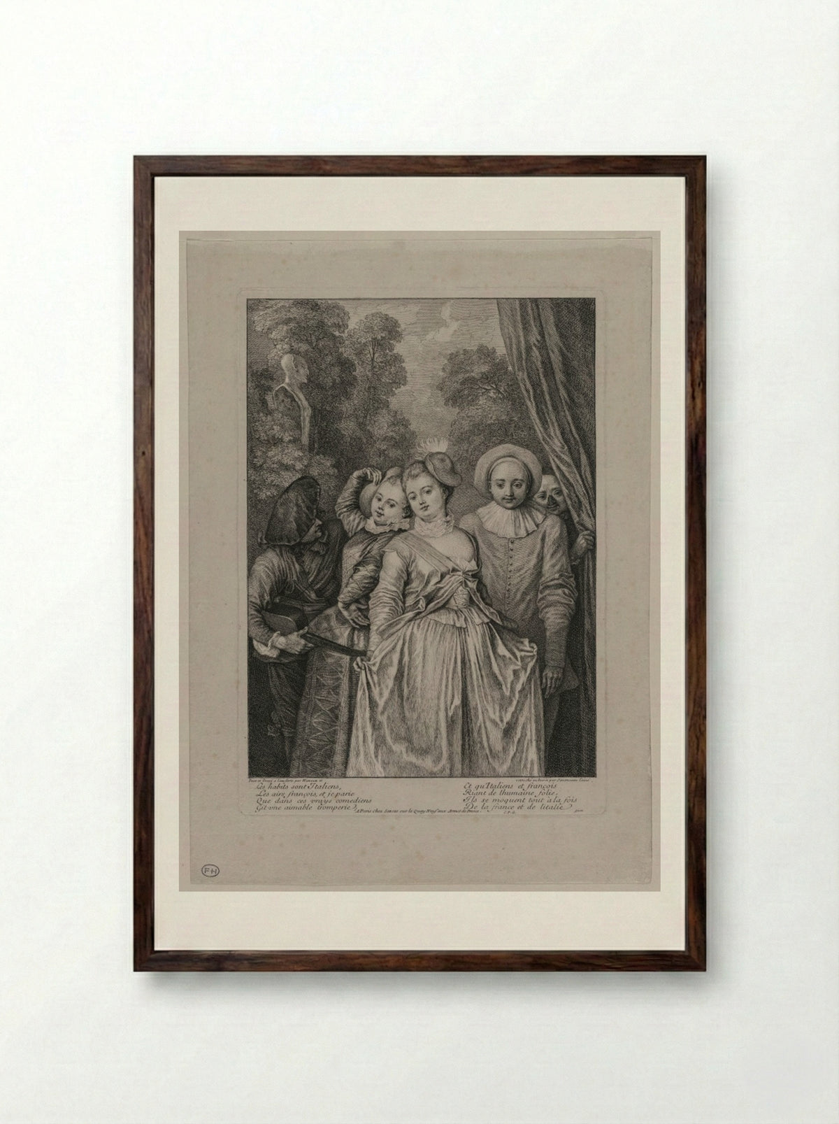 The Clothes are Italian - Jean-Antoine Watteau - Framed Print Dark Wood