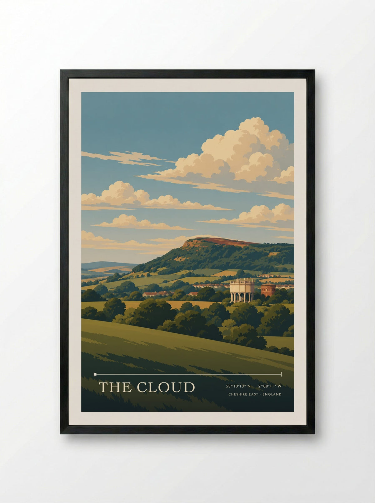 The Cloud, Cheshire East | Travel Poster - Framed Print Black