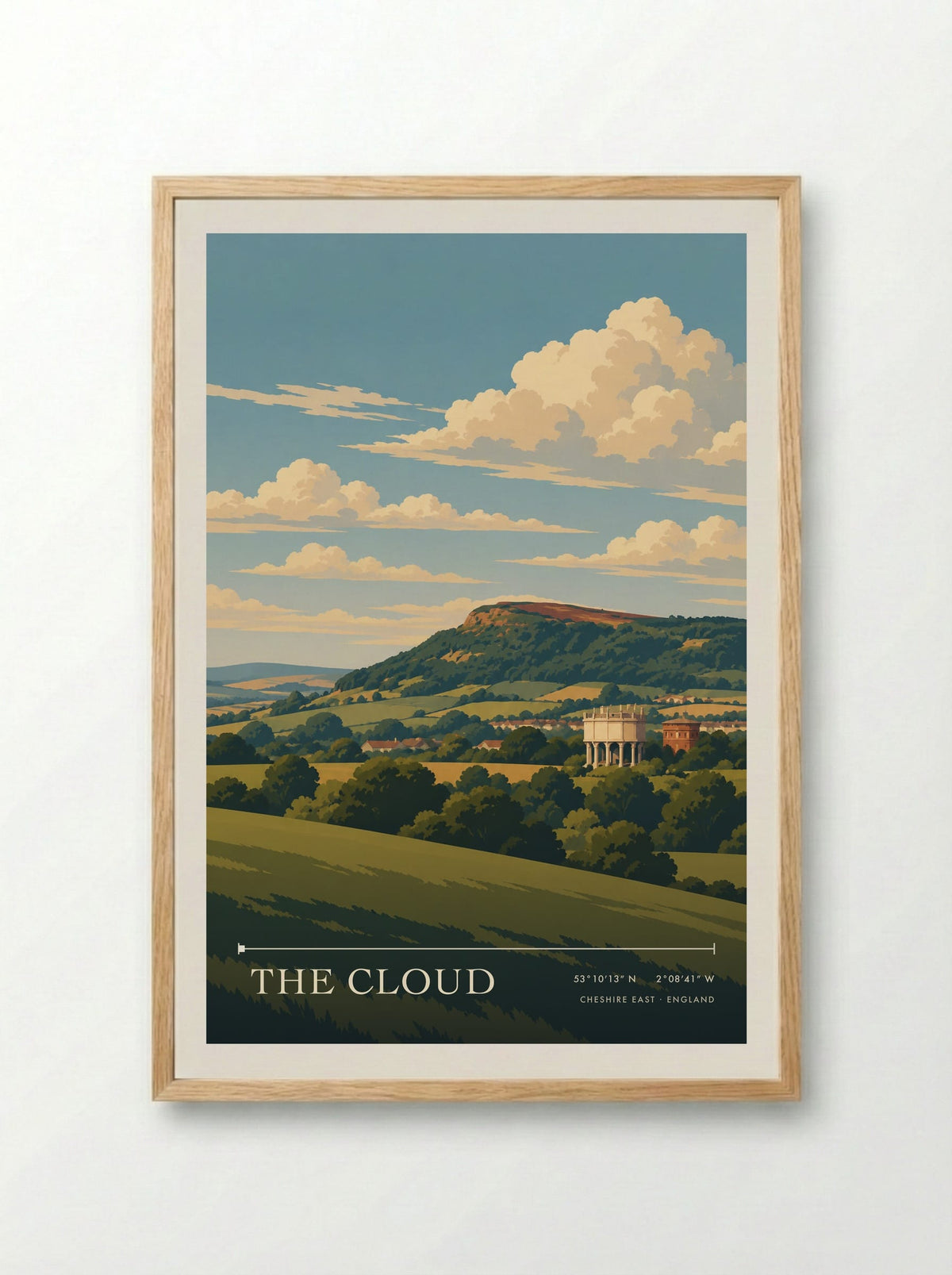 The Cloud, Cheshire East | Travel Poster - Framed Print Wood