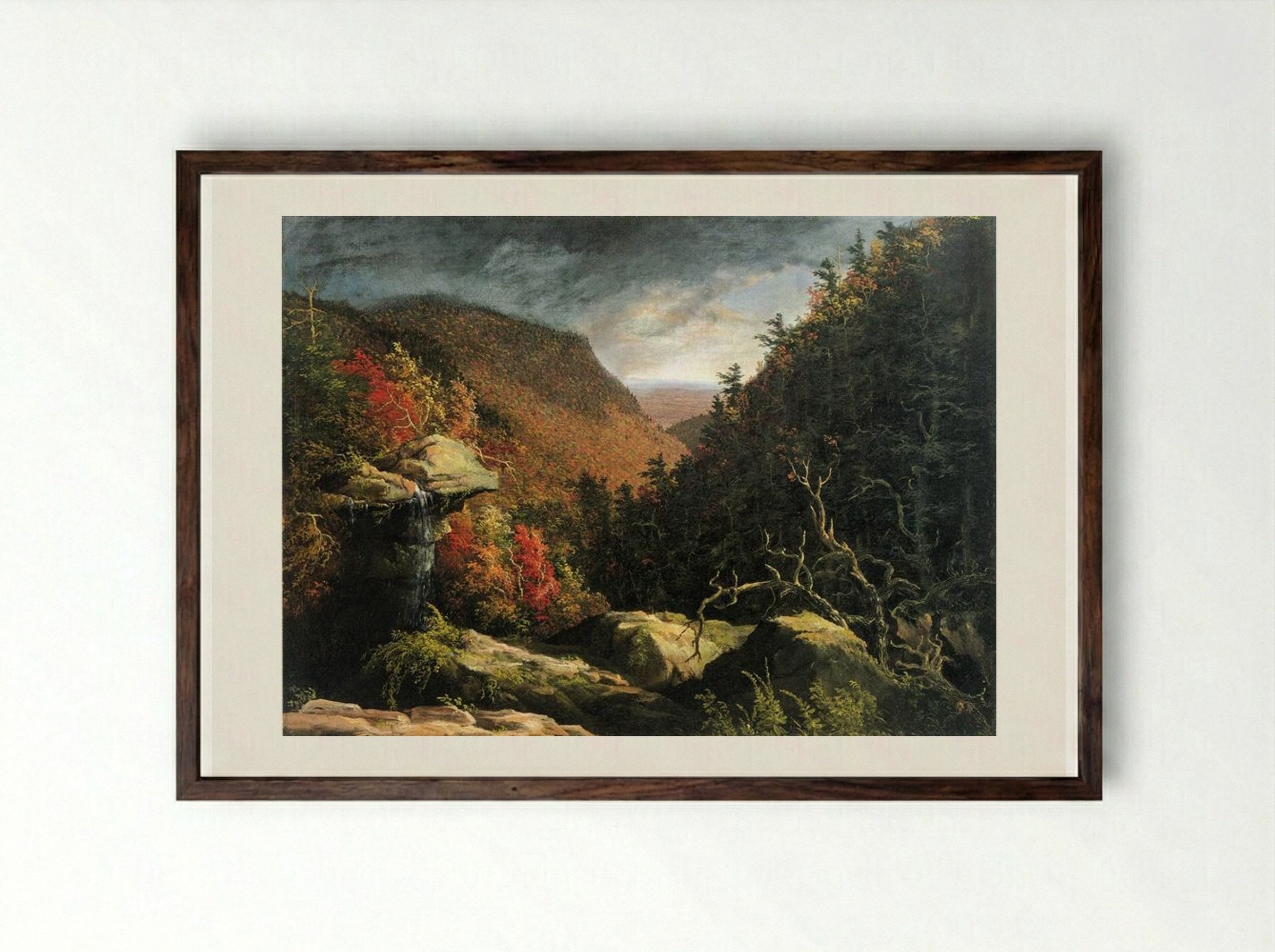 The Clove, Catskills - Thomas Cole - Framed Print Dark Wood