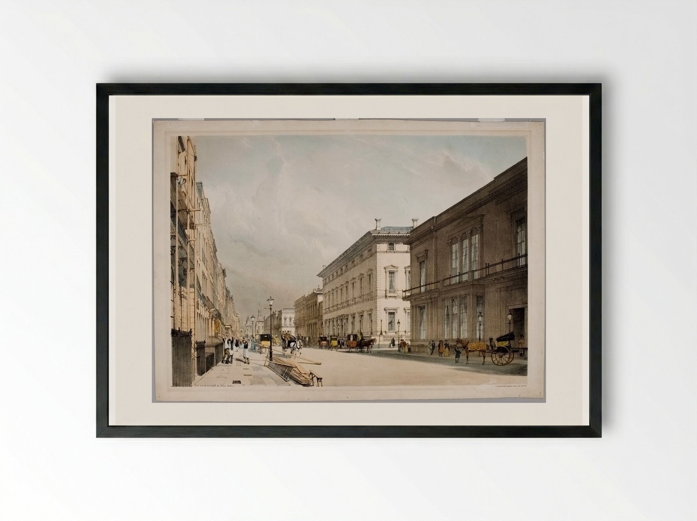The Club Houses, etc., Pall Mall - Thomas Shotter Boys - Framed Print Black