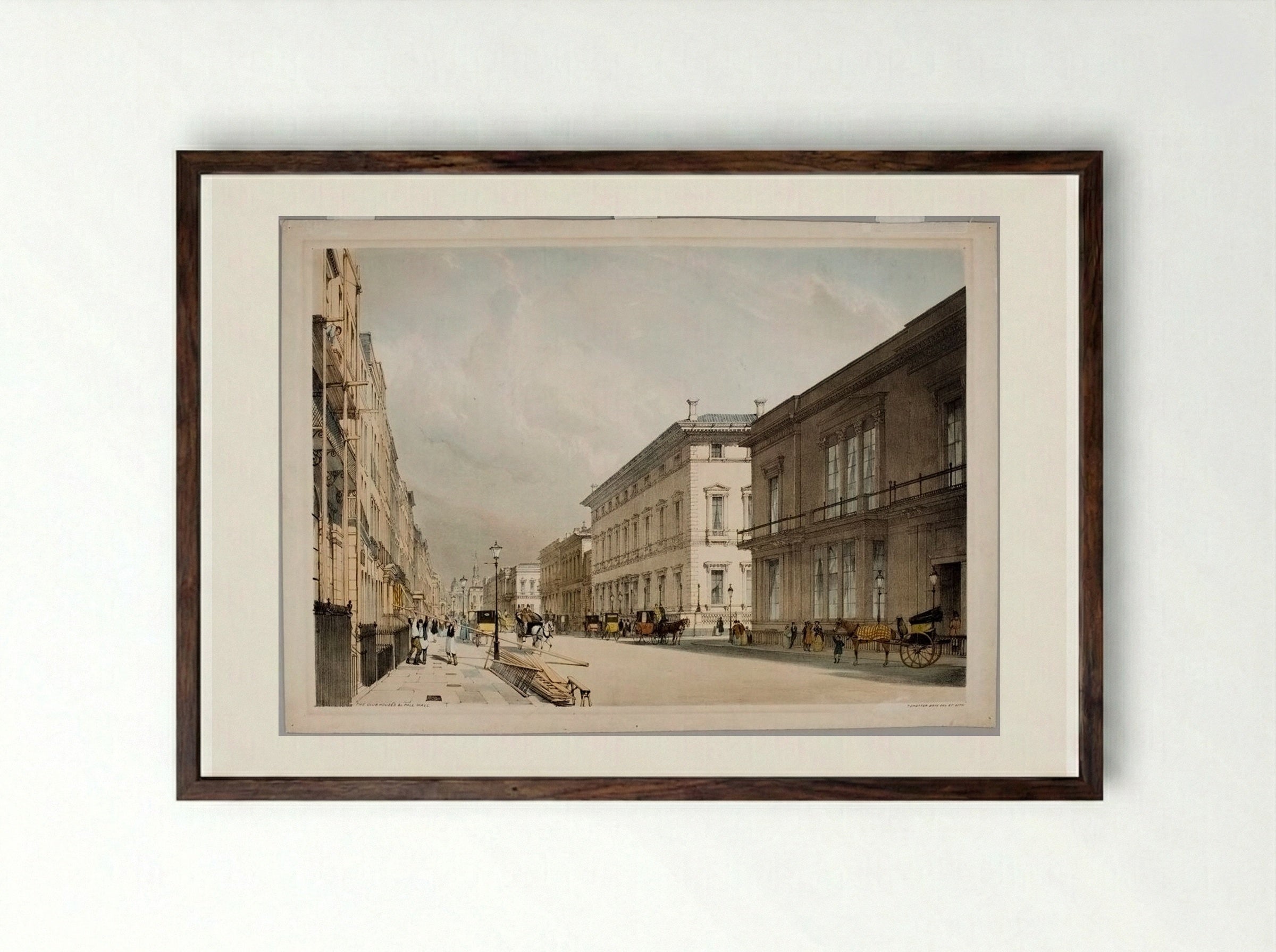 The Club Houses, etc., Pall Mall - Thomas Shotter Boys - Framed Print Dark Wood