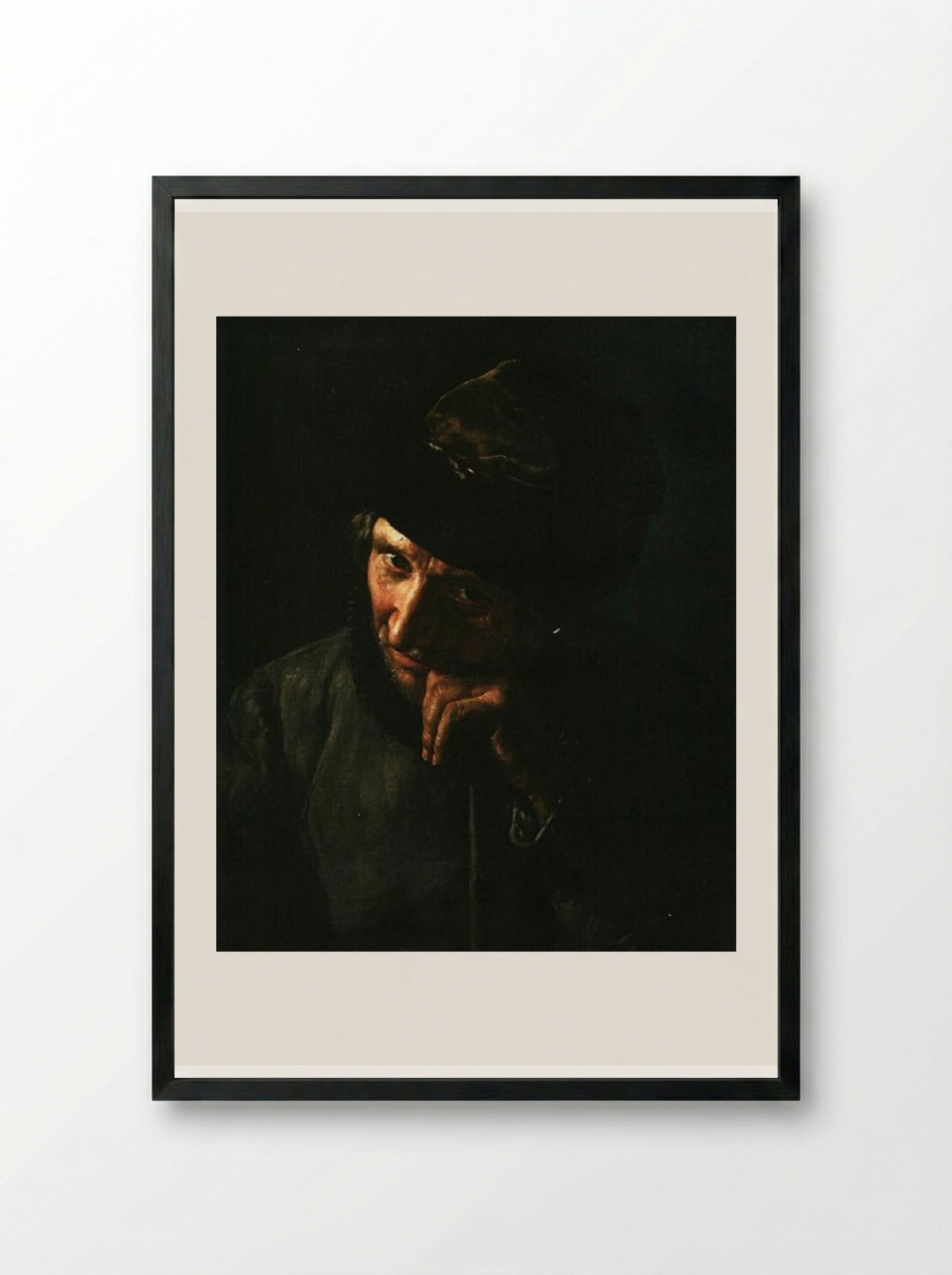 The Coachman Leaning on a Whip Handle - Vasily Tropinin - Framed Print Black