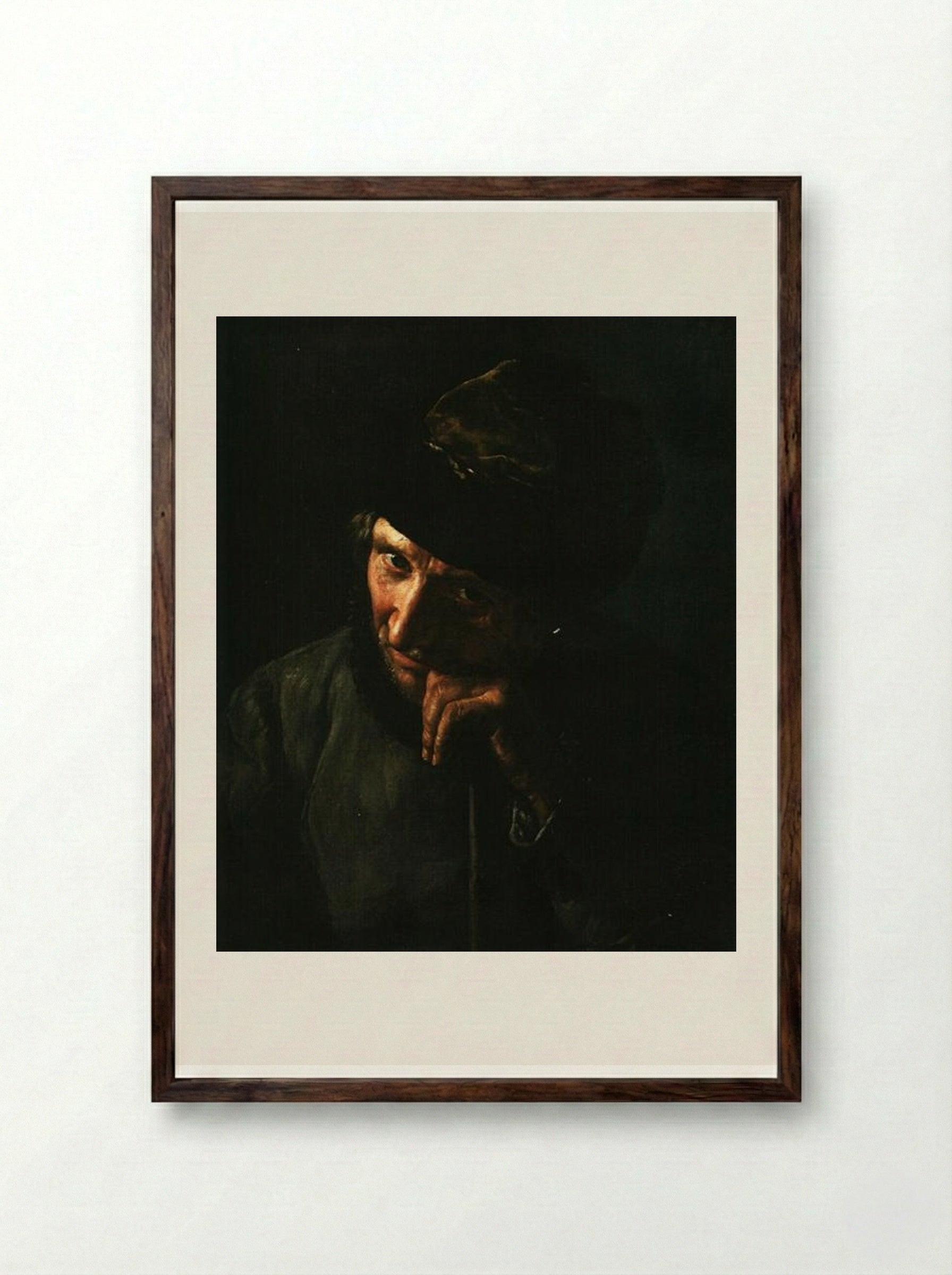 The Coachman Leaning on a Whip Handle - Vasily Tropinin - Framed Print Dark Wood