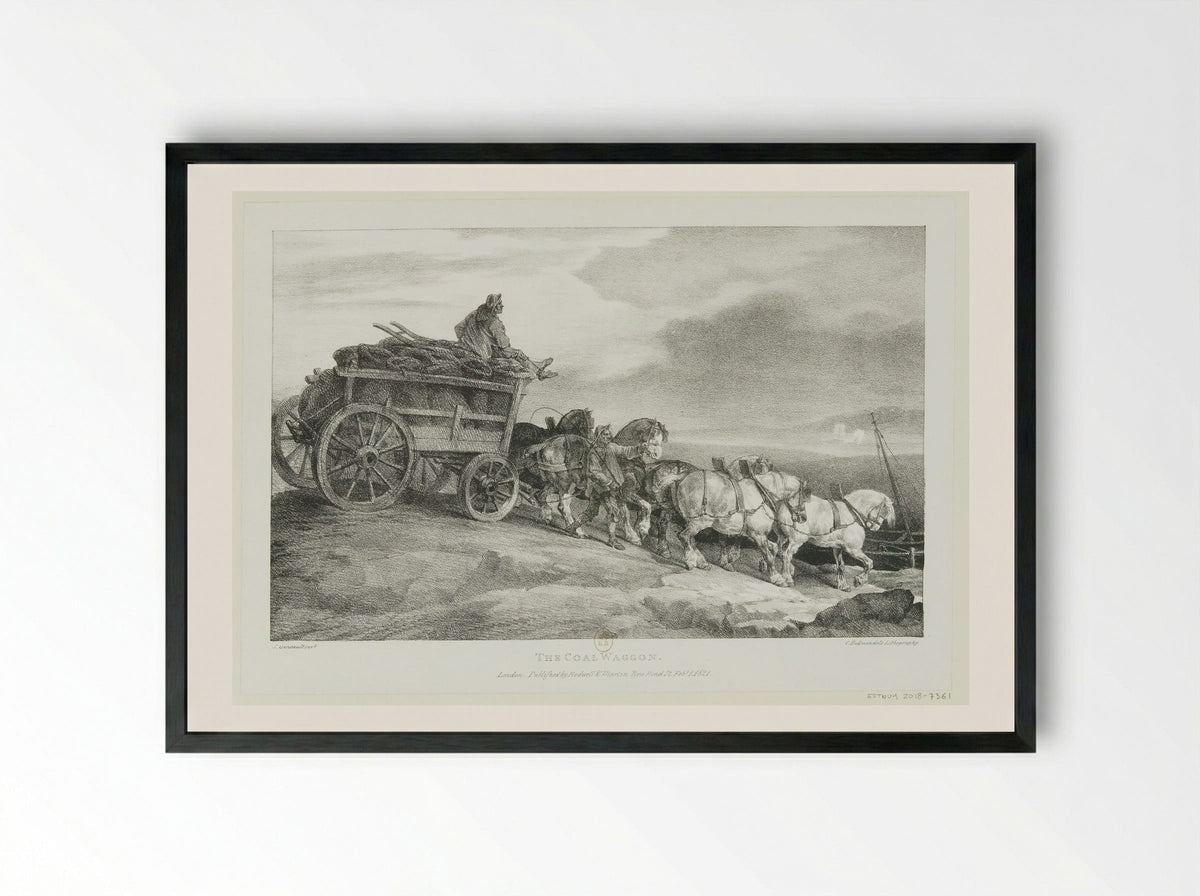The Coal Waggon - Théodore Géricault - Framed Print Black