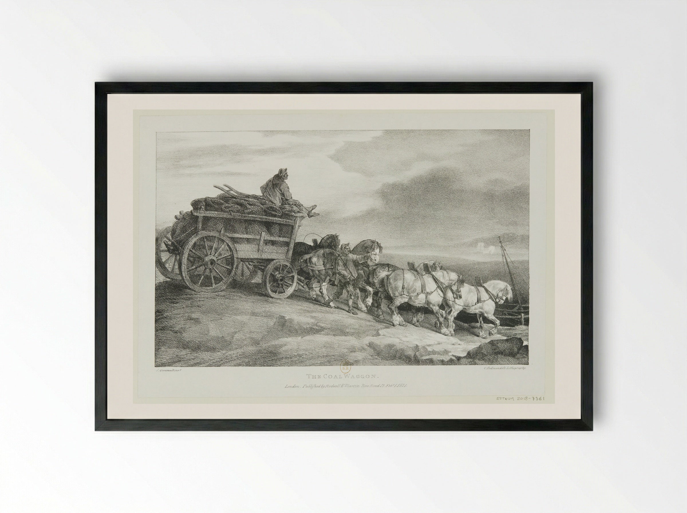 The Coal Waggon - Théodore Géricault - Framed Print Black