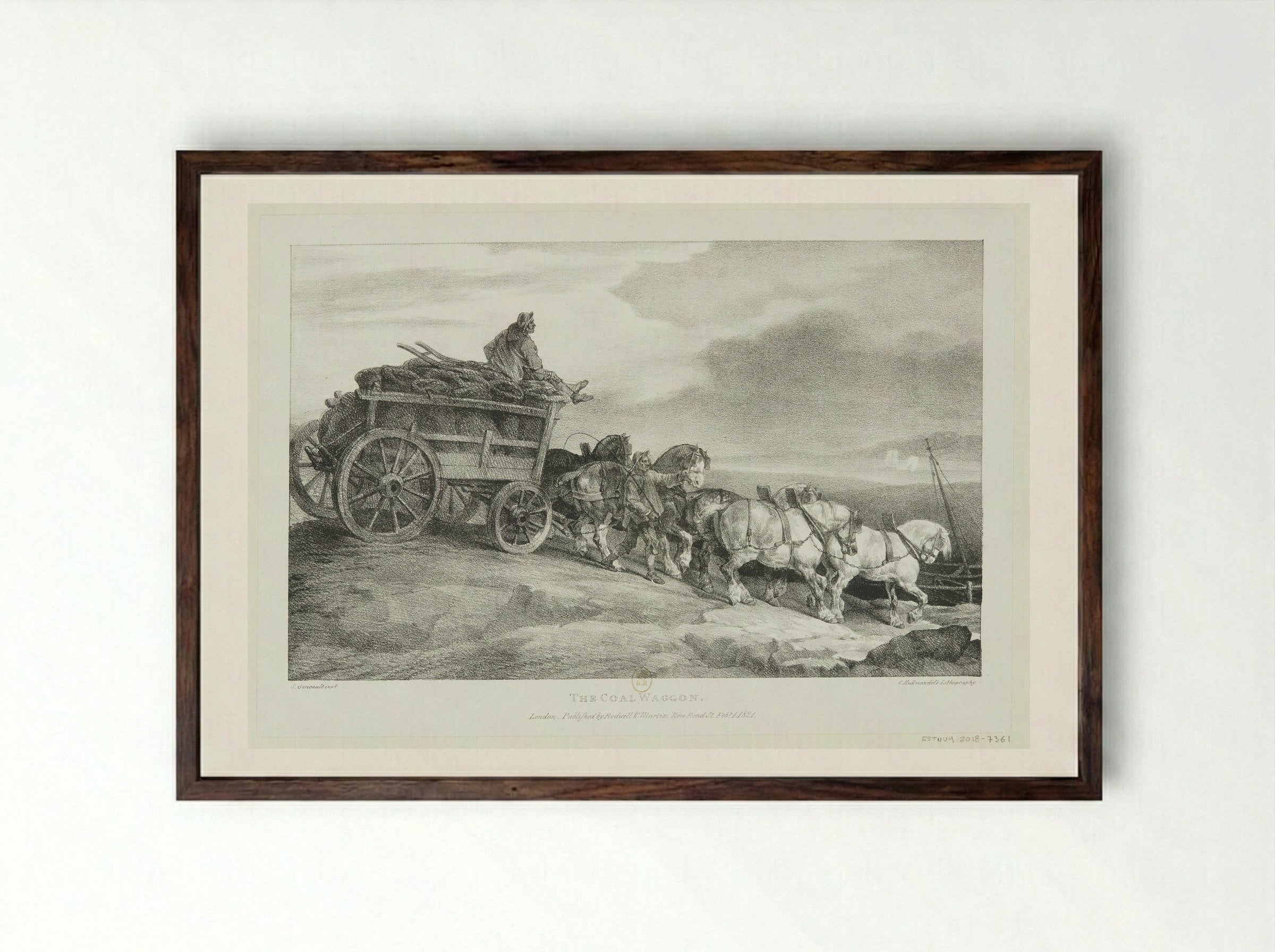 The Coal Waggon - Théodore Géricault - Framed Print Dark Wood
