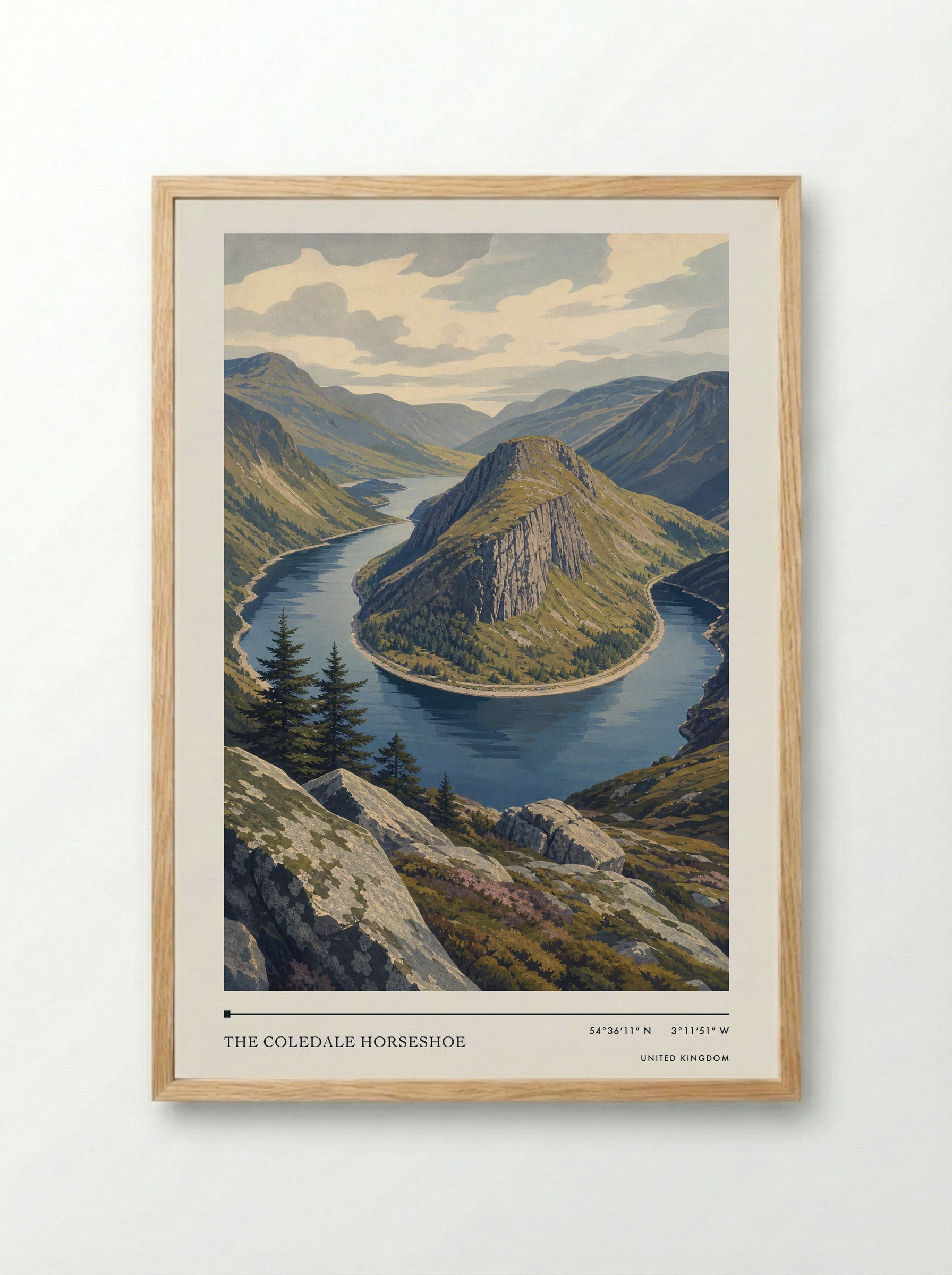 The Coledale Horseshoe United Kingdom Travel Poster - Framed Print Wood