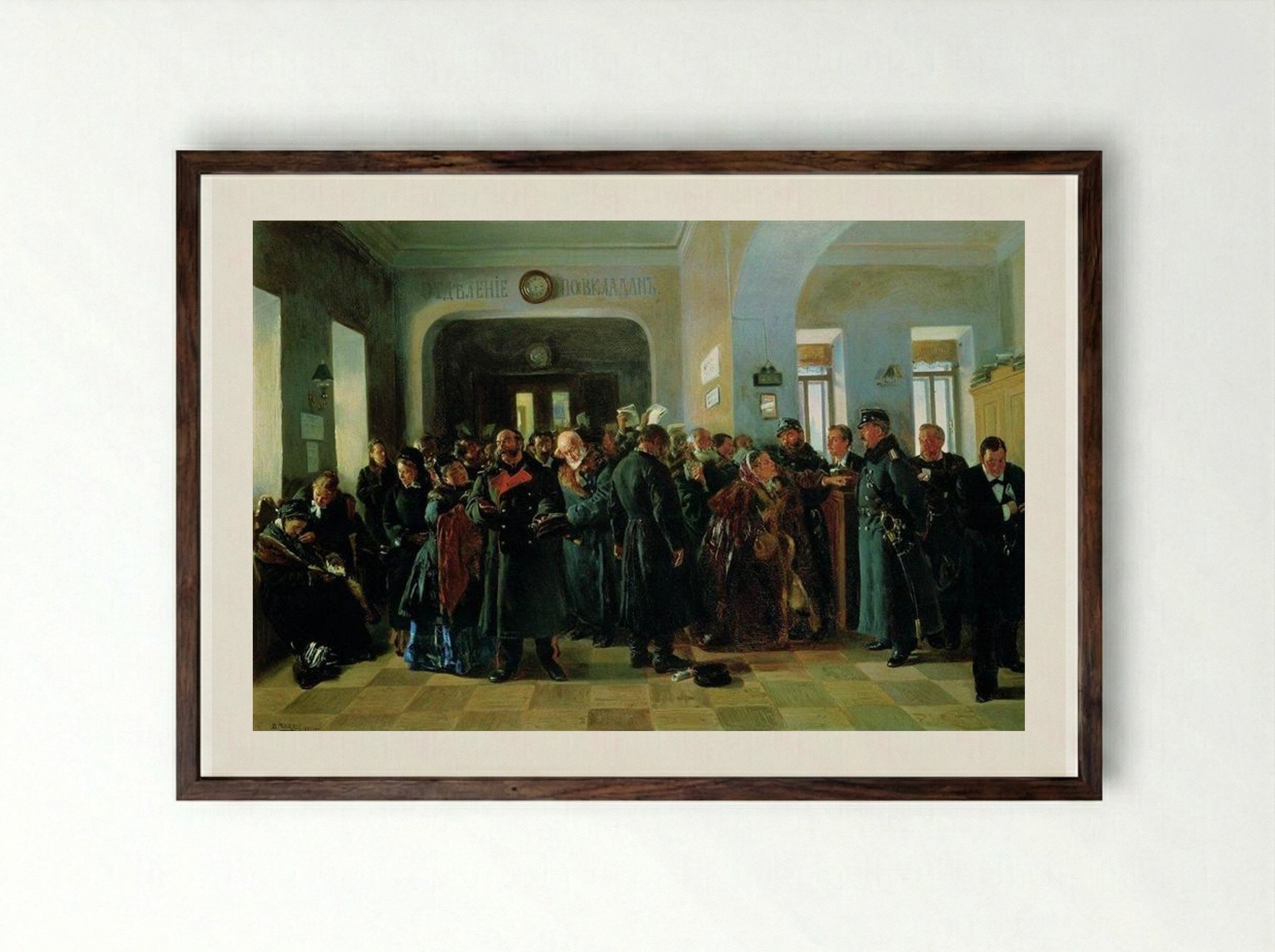 The Collapse of a Bank - Vladimir Makovsky - Framed Print Dark Wood
