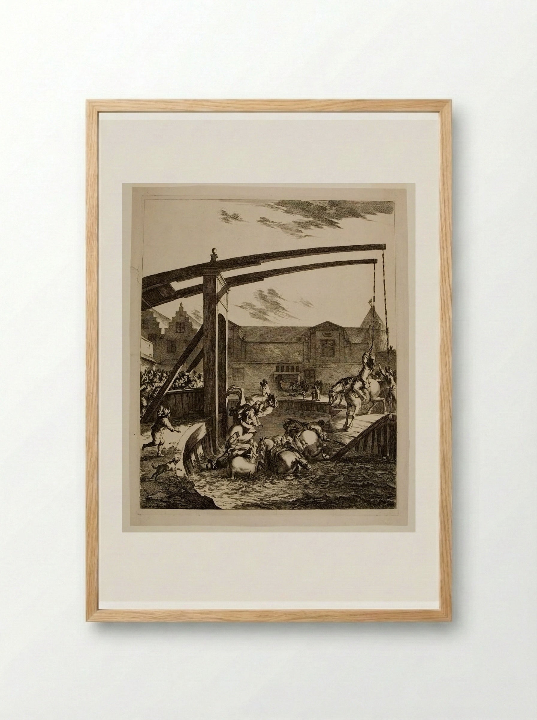 The Collapse of the Bridge - Johannes Visscher - Framed Print Wood