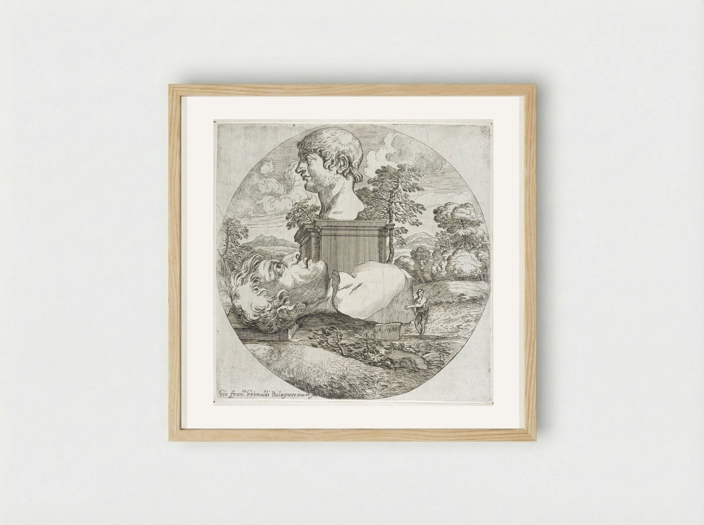 The Colossal Bust - Giovanni Francesco Grimaldi - Framed Print Wood