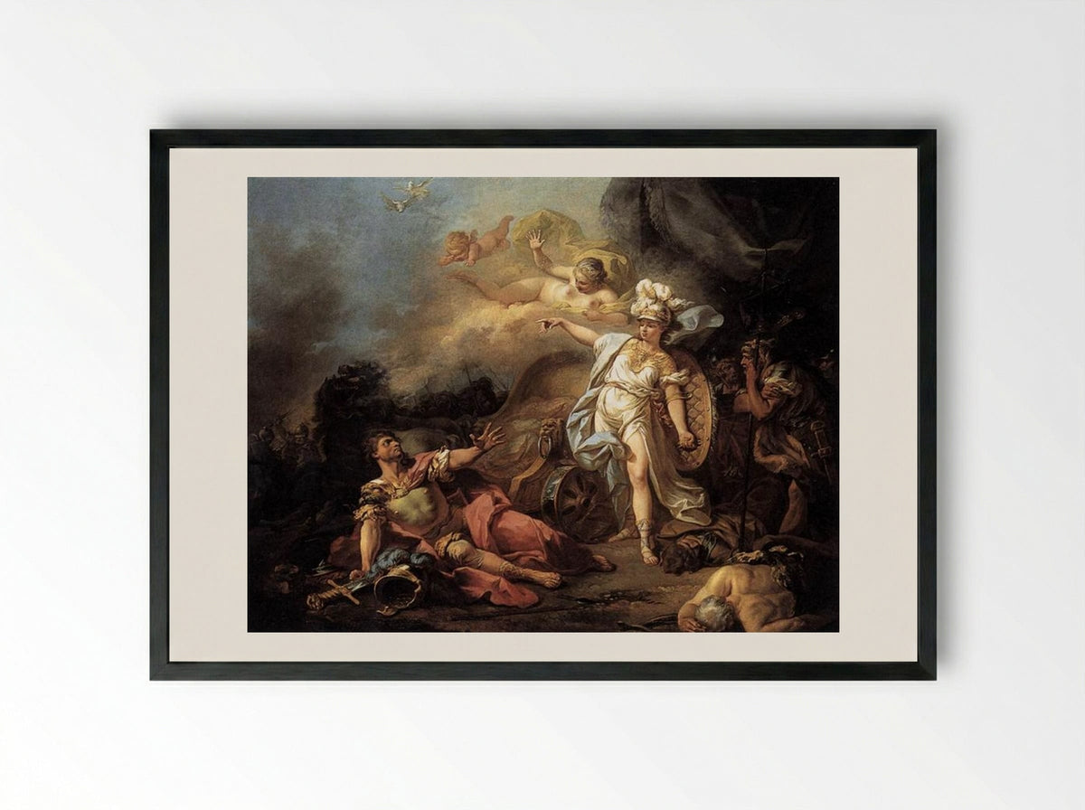 The Combat of Mars and Minerva - Jacques-Louis David - Framed Print Black