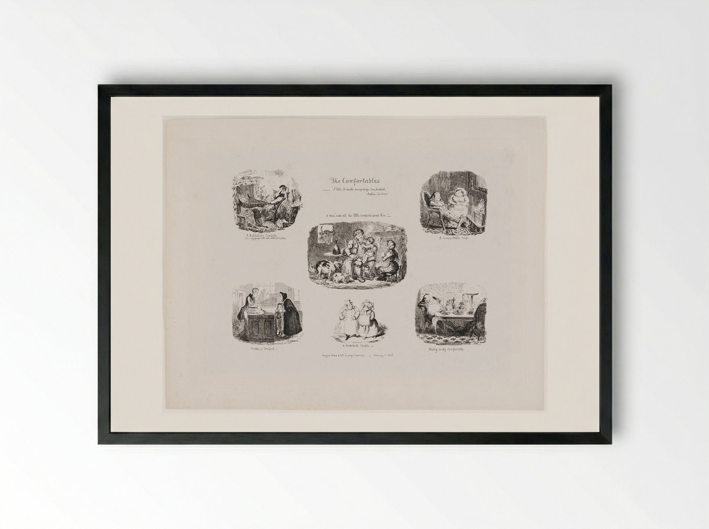 The Comfortables - George Cruikshank - Framed Print Black
