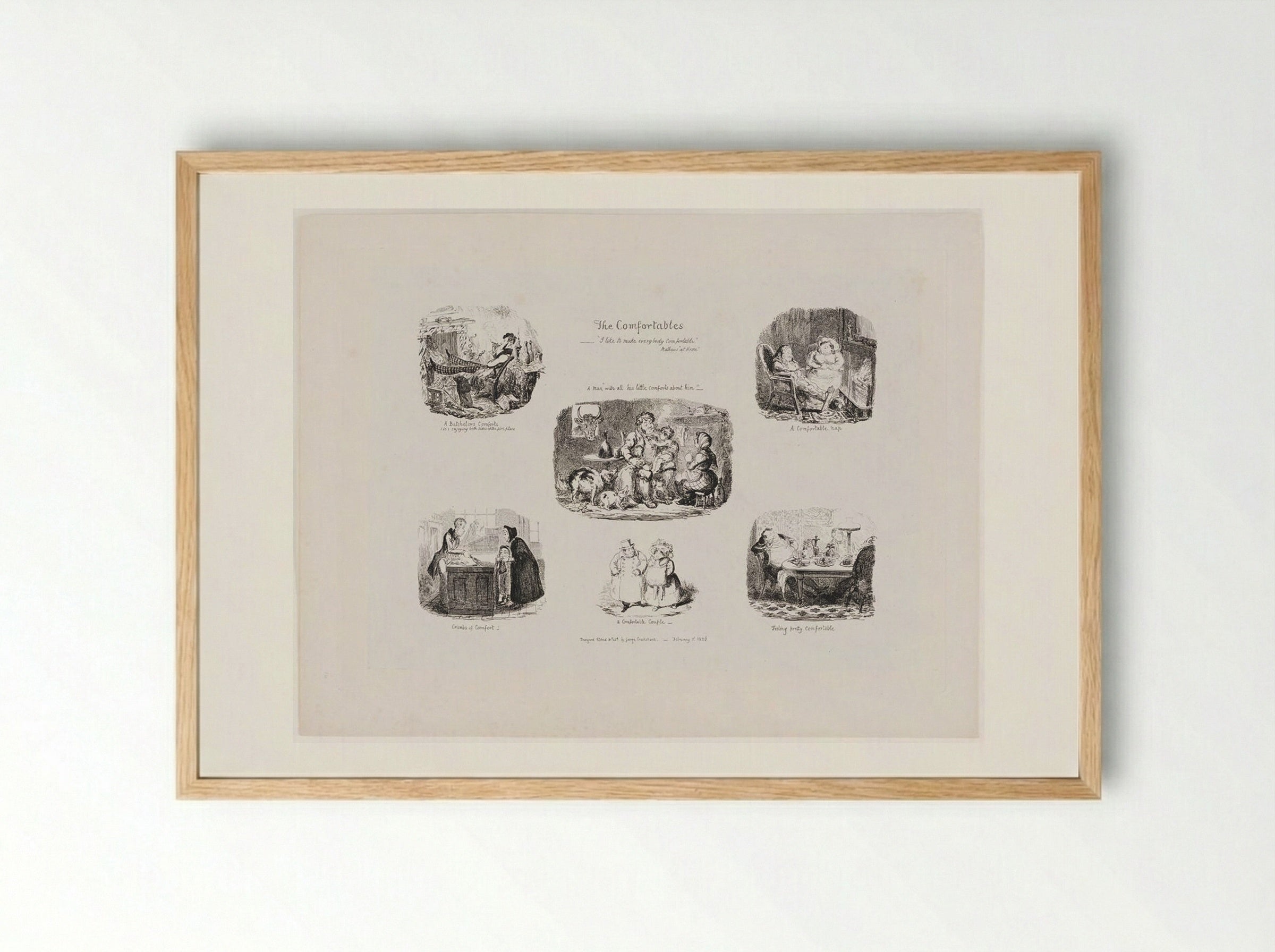 The Comfortables - George Cruikshank - Framed Print Wood