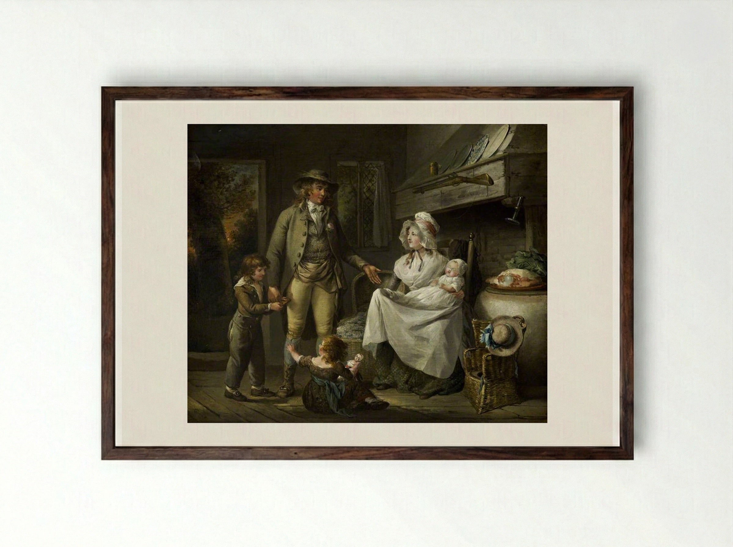 The Comforts of Industry - George Morland - Framed Print Dark Wood