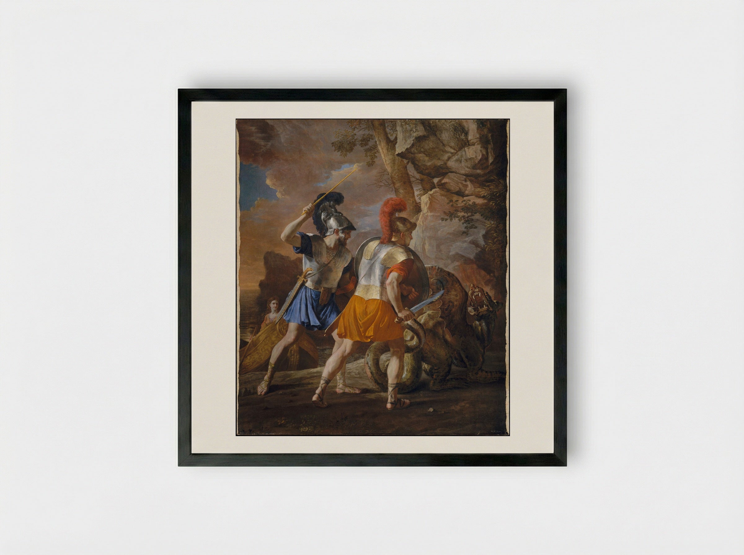 The Companions of Rinaldo - Nicolas Poussin - Framed Print Black