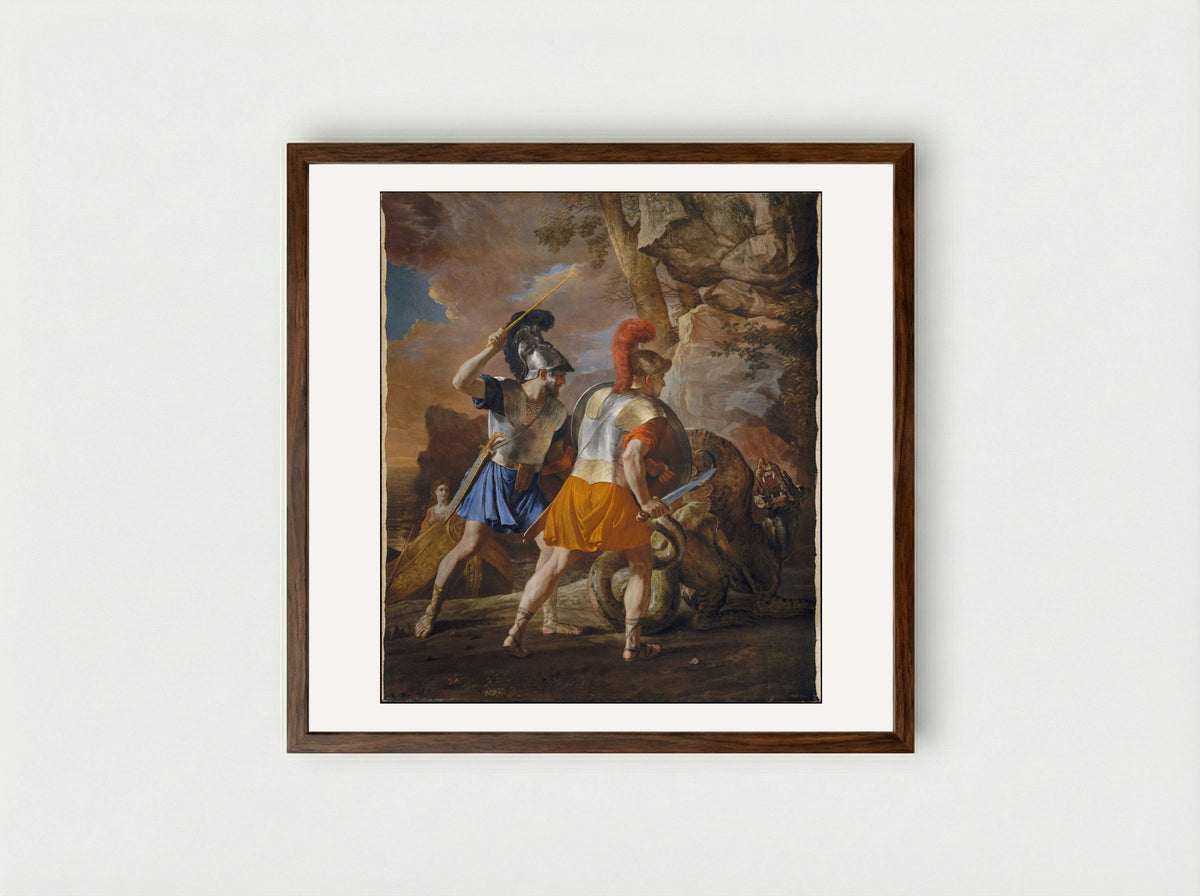 The Companions of Rinaldo - Nicolas Poussin - Framed Print Dark Wood