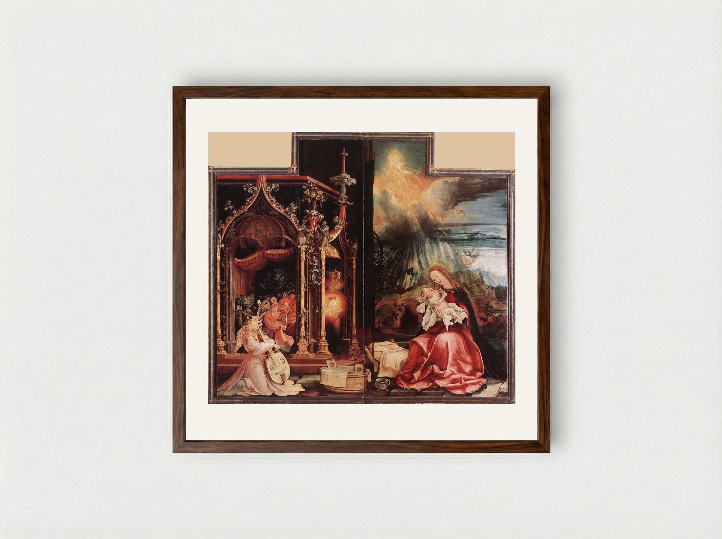 The Concert of Angels - Matthias Grünewald - Framed Print Dark Wood
