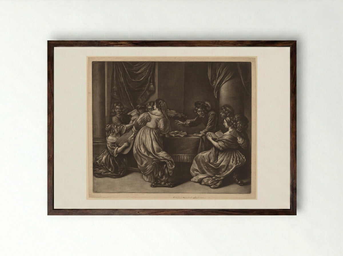 The Concert - Wallerant Vaillant - Framed Print Dark Wood
