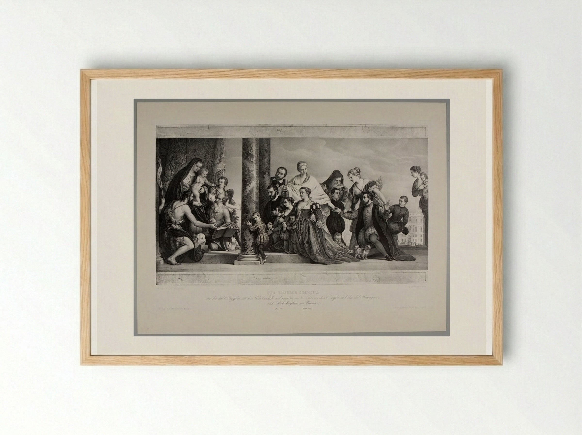 The Concina Family before the Holy Virgin and the Christ Child - Franz Hanfstaengl - Framed Print Wood