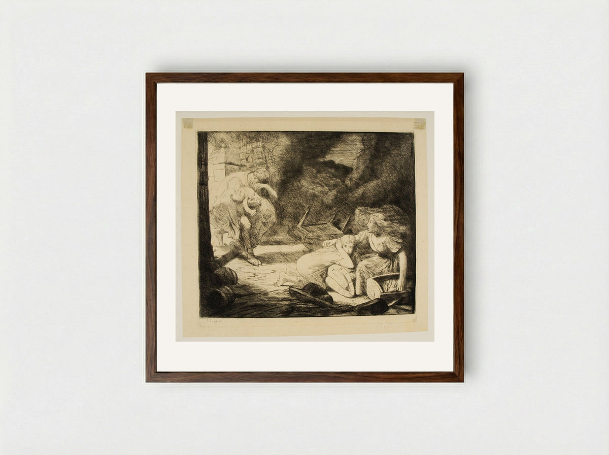 The Conflagration - Alphonse Legros - Framed Print Dark Wood