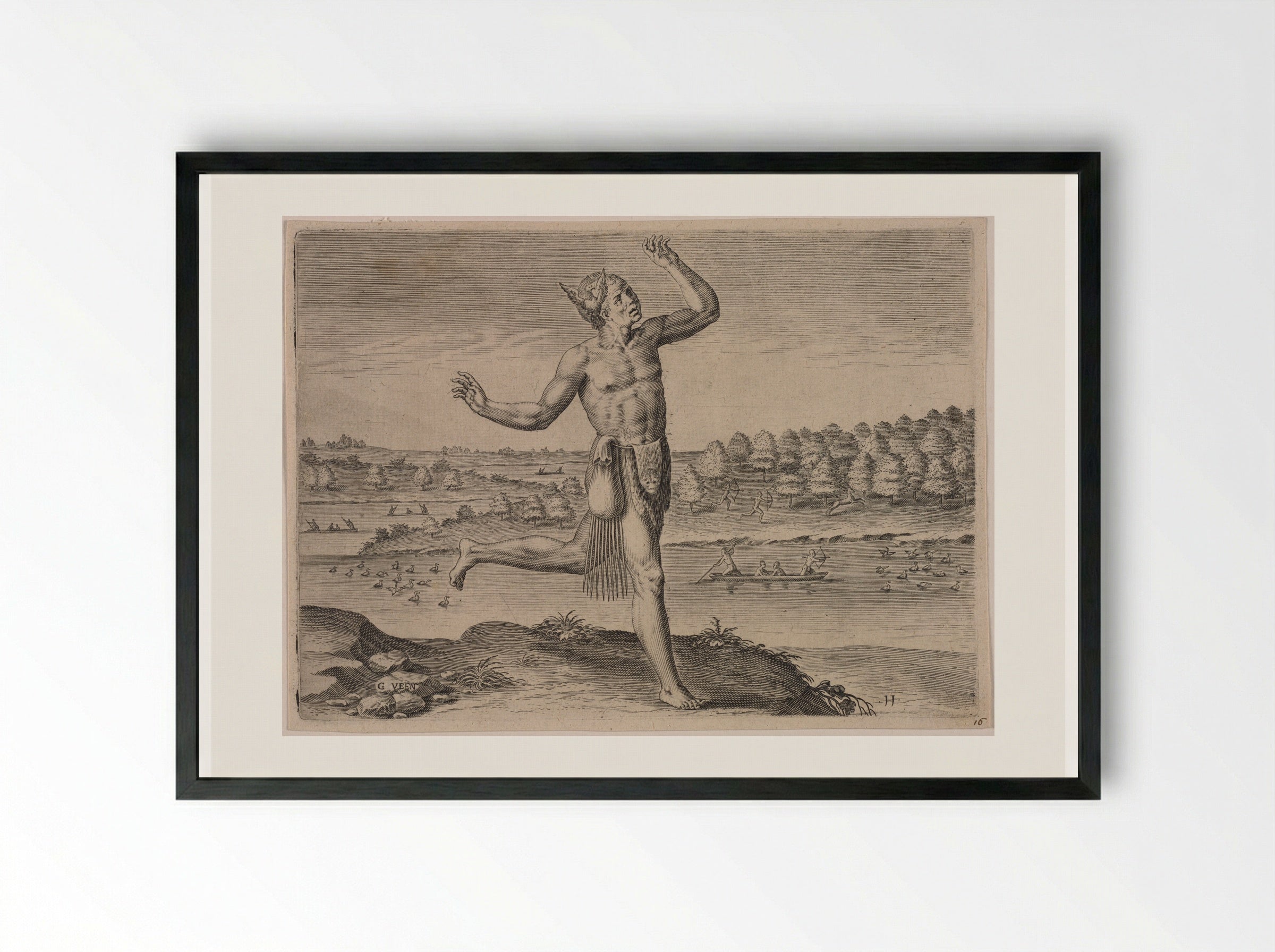 The Conjurer - Theodor de Bry - Framed Print Black