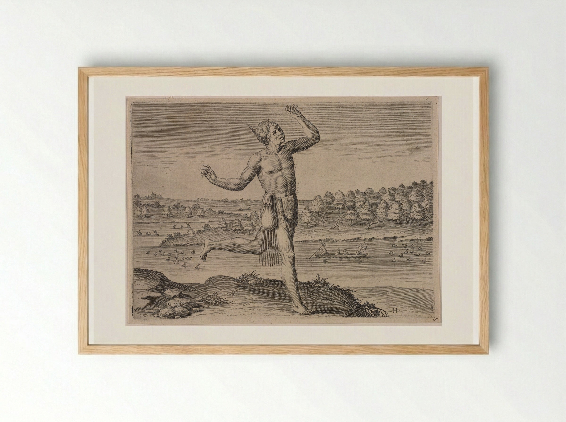 The Conjurer - Theodor de Bry - Framed Print Wood