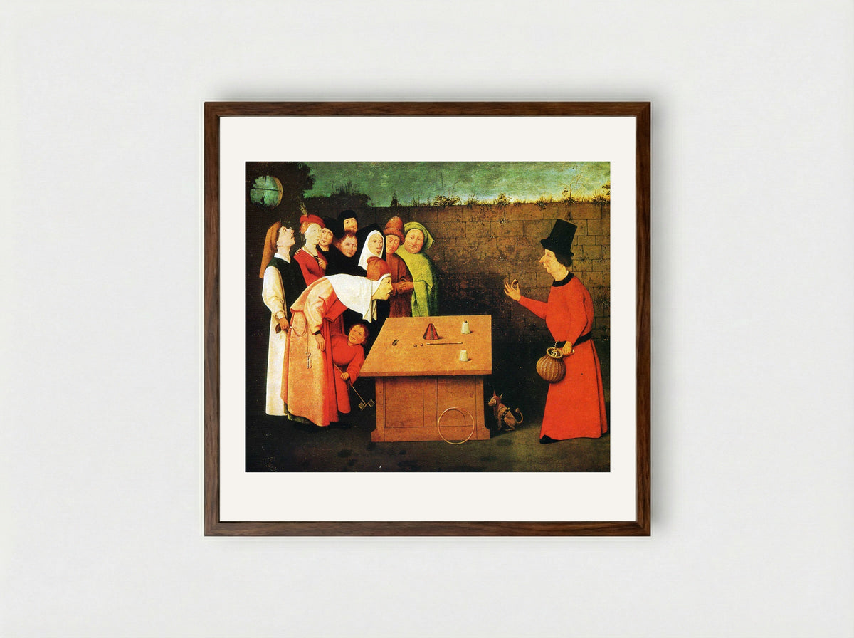The Conjuror - Hieronymus Bosch - Framed Print Dark Wood