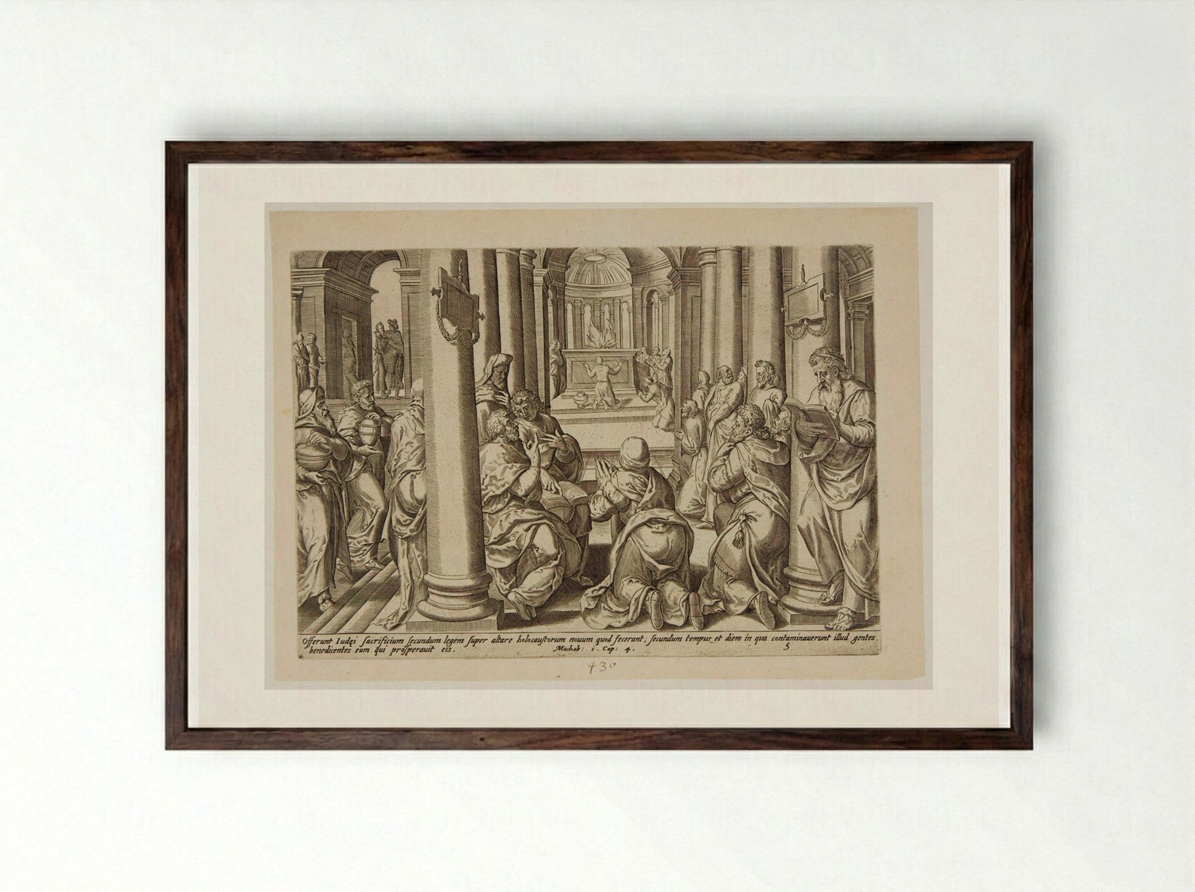 The Consecration of the New Altar - Johannes Wierix - Framed Print Dark Wood