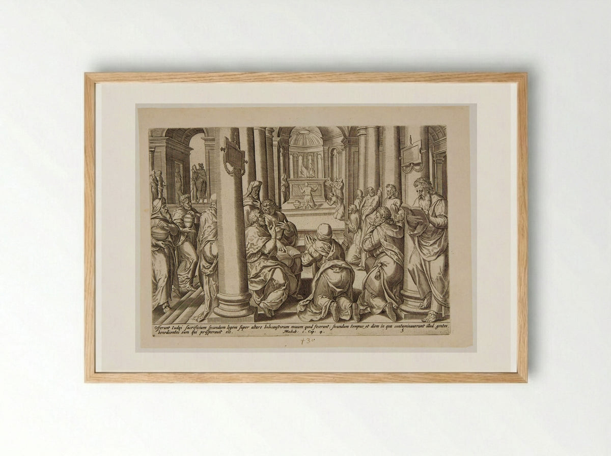 The Consecration of the New Altar - Johannes Wierix - Framed Print Wood