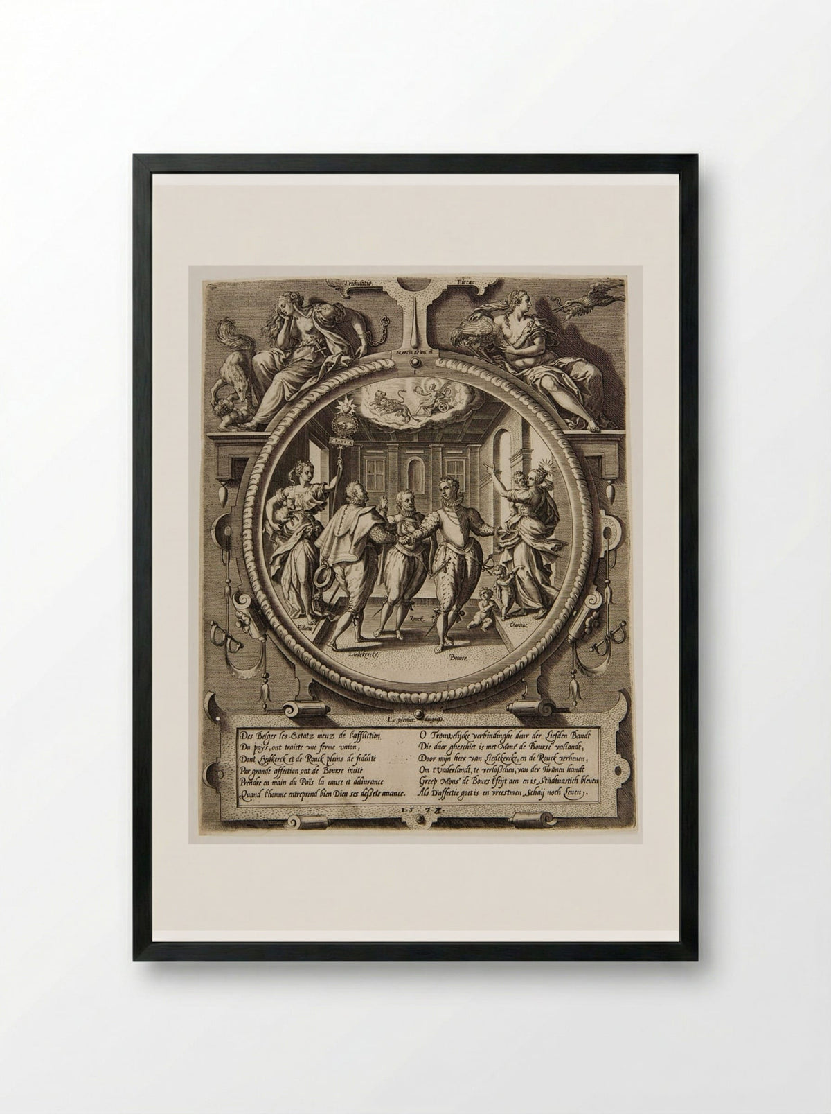 The Conspiracy of Liedekercke, Boursse and Rouck - Johannes Wierix - Framed Print Black