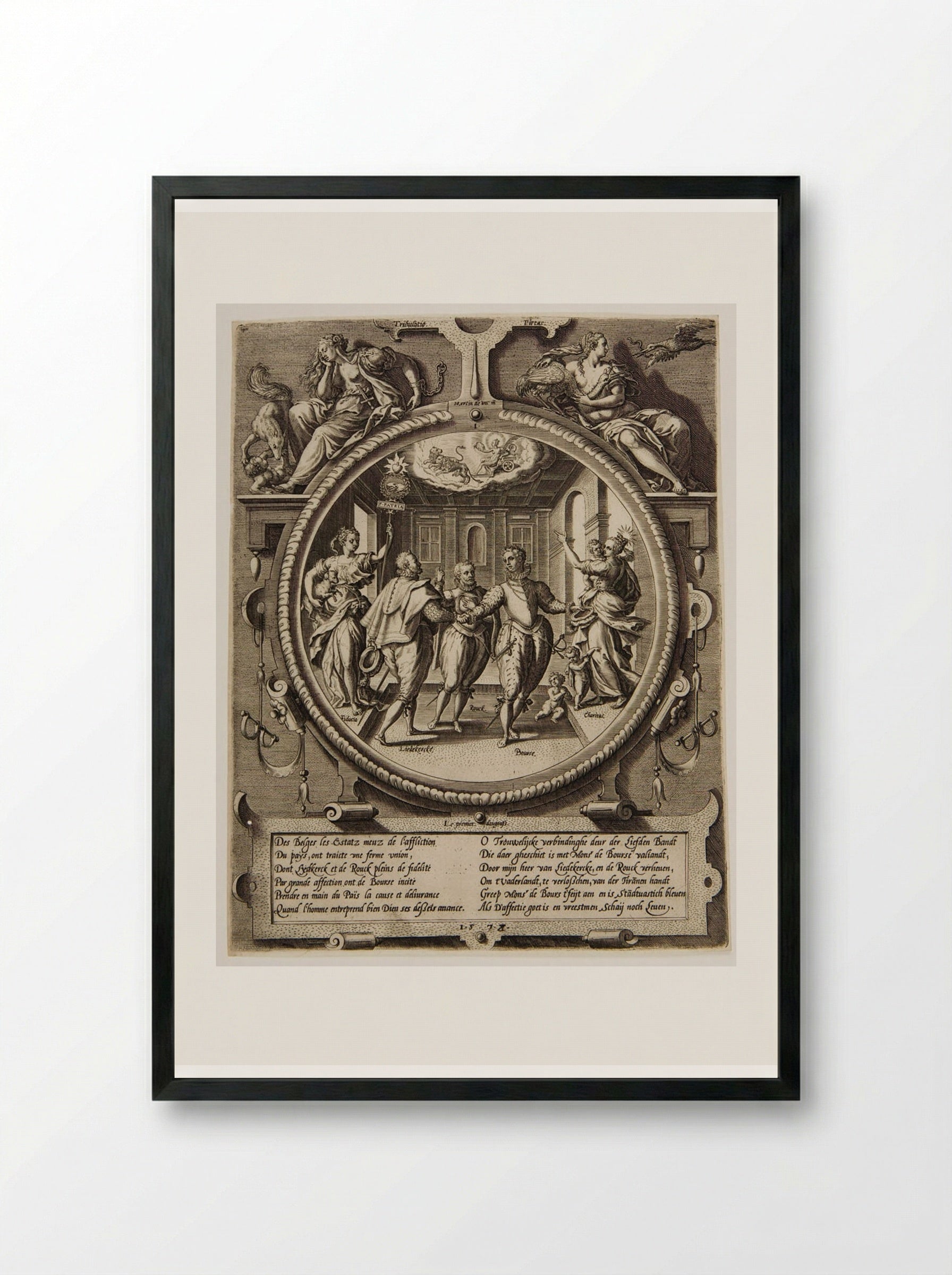 The Conspiracy of Liedekercke, Boursse and Rouck - Johannes Wierix - Framed Print Black