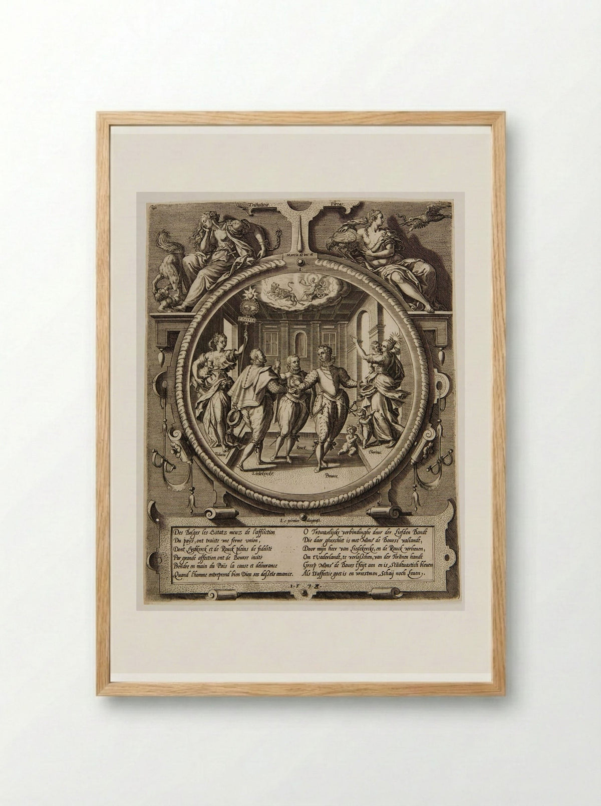 The Conspiracy of Liedekercke, Boursse and Rouck - Johannes Wierix - Framed Print Wood
