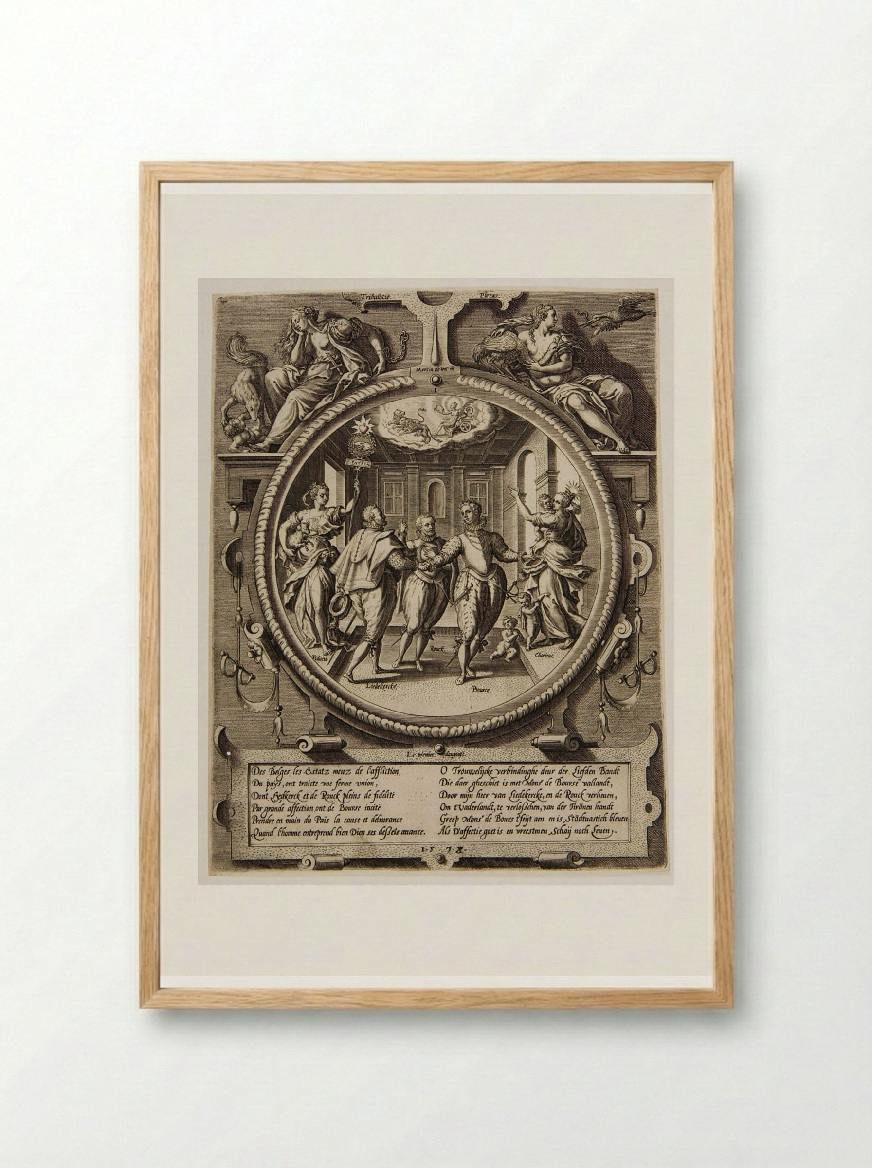 The Conspiracy of Liedekercke, Boursse and Rouck - Johannes Wierix - Framed Print Wood