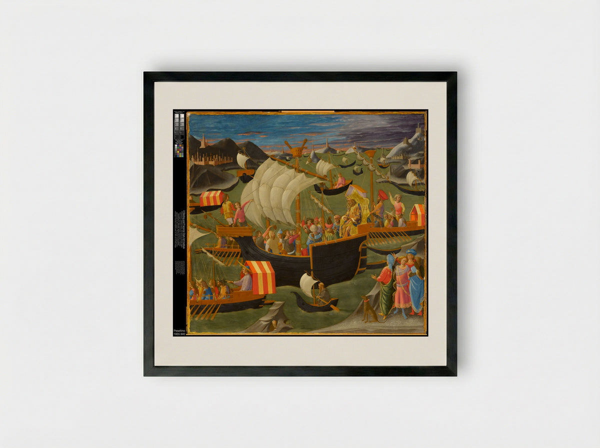 The Construction of the Temple of Jerusalem - Pesellino (Francesco di Stefano) - Framed Print Black