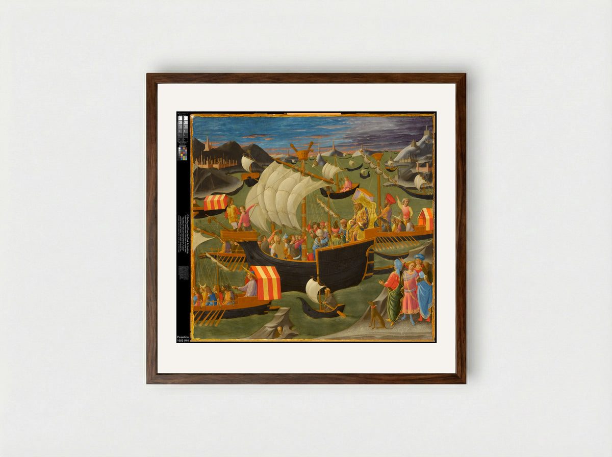 The Construction of the Temple of Jerusalem - Pesellino (Francesco di Stefano) - Framed Print Dark Wood