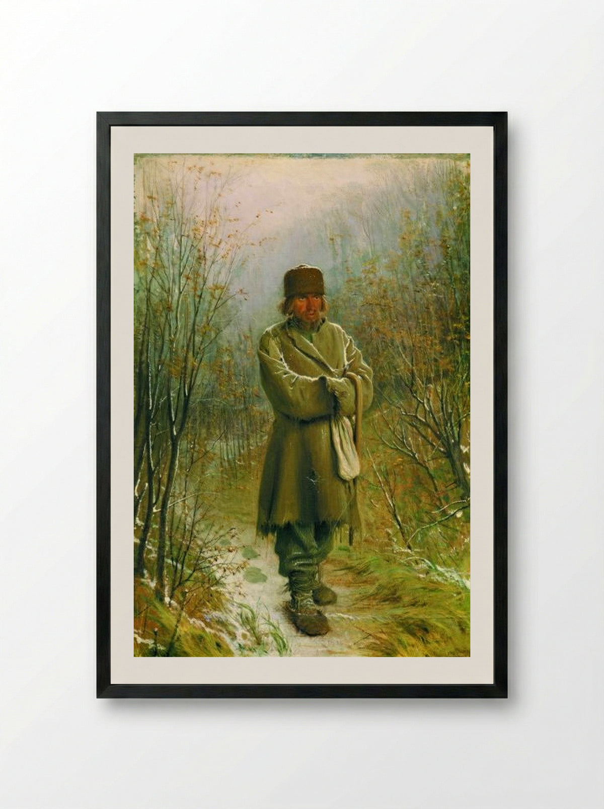 The Contemplator - Ivan Kramskoy - Framed Print Black