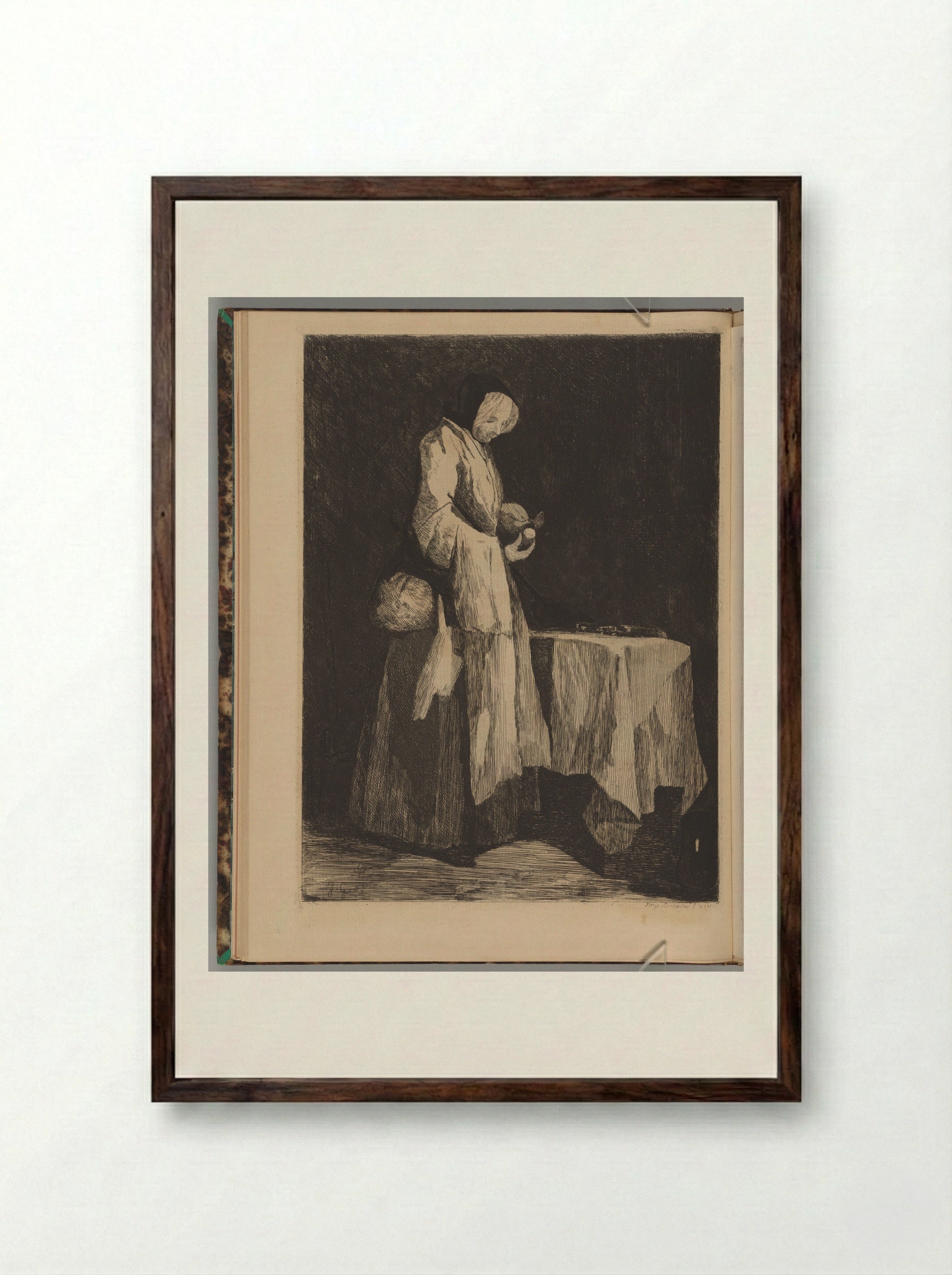 The Convalescent's Meal - Jules de Goncourt - Framed Print Dark Wood