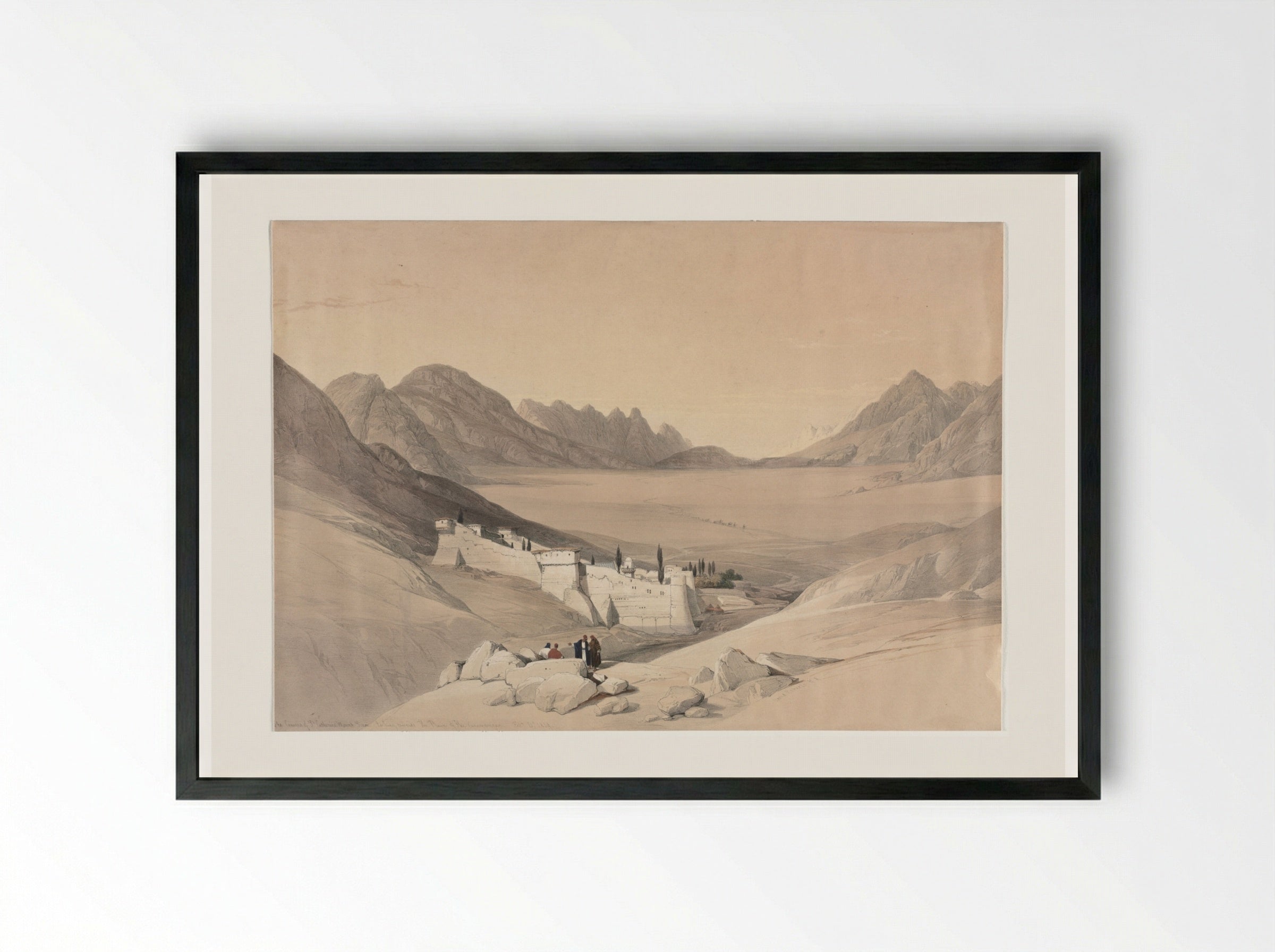 The Convent of St. Catherine, Mount Sinai - David Roberts - Framed Print Black