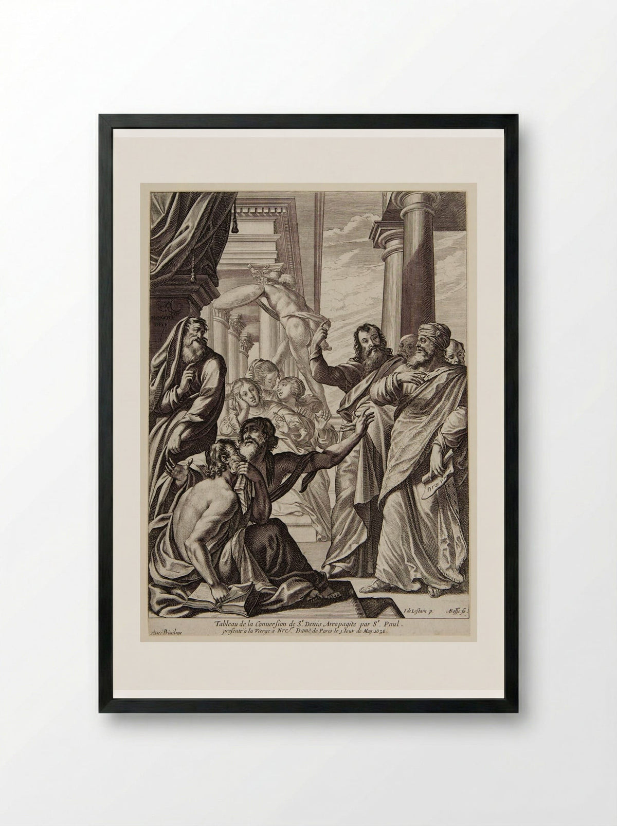 The Conversion of Saint Dionysius the Areopagite - Abraham Bosse - Framed Print Black