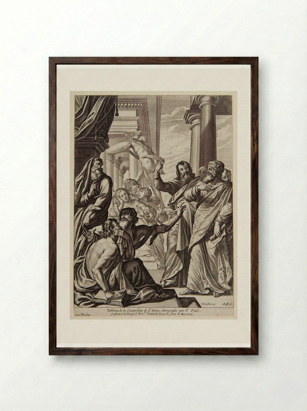 The Conversion of Saint Dionysius the Areopagite - Abraham Bosse - Framed Print Dark Wood