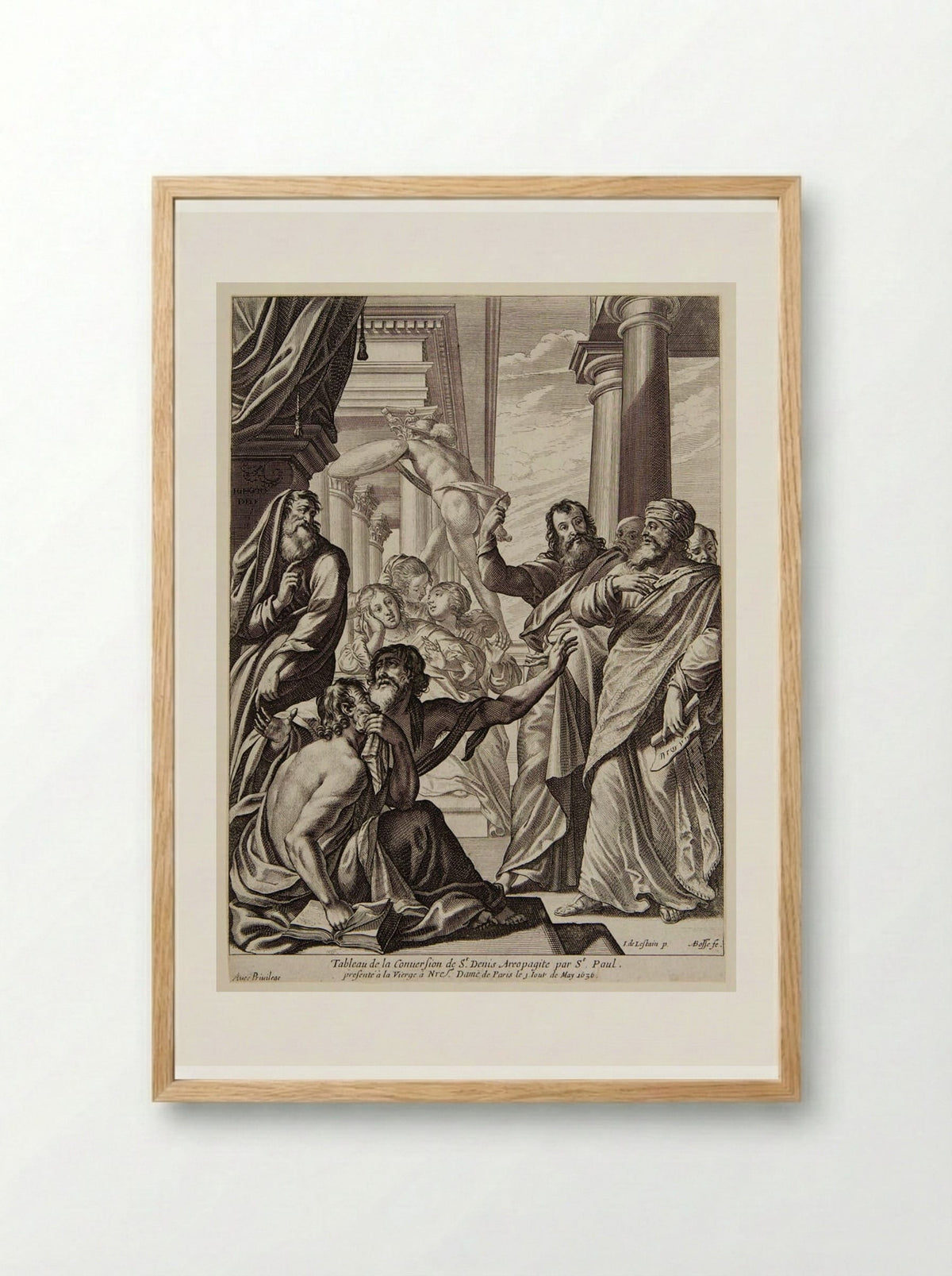 The Conversion of Saint Dionysius the Areopagite - Abraham Bosse - Framed Print Wood