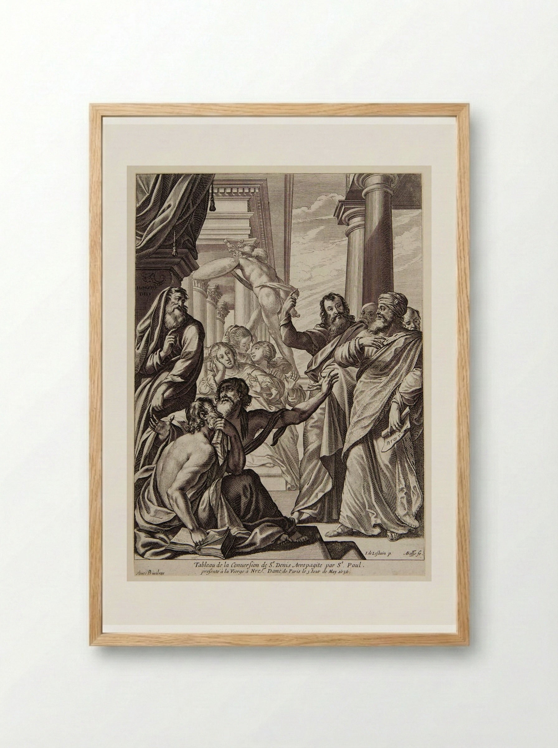 The Conversion of Saint Dionysius the Areopagite - Abraham Bosse - Framed Print Wood