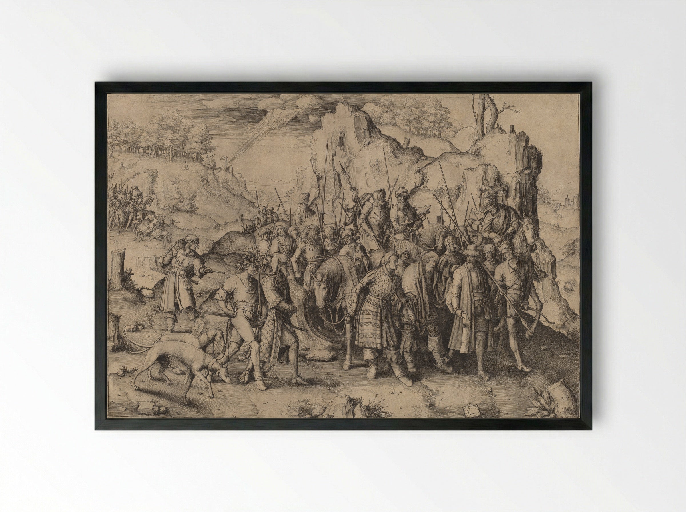 The Conversion of Saint Paul - Lucas van Leyden - Framed Print Black
