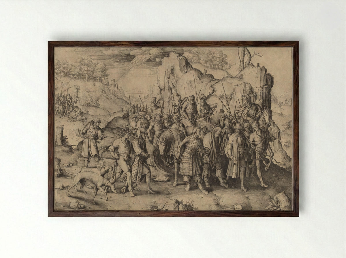 The Conversion of Saint Paul - Lucas van Leyden - Framed Print Dark Wood