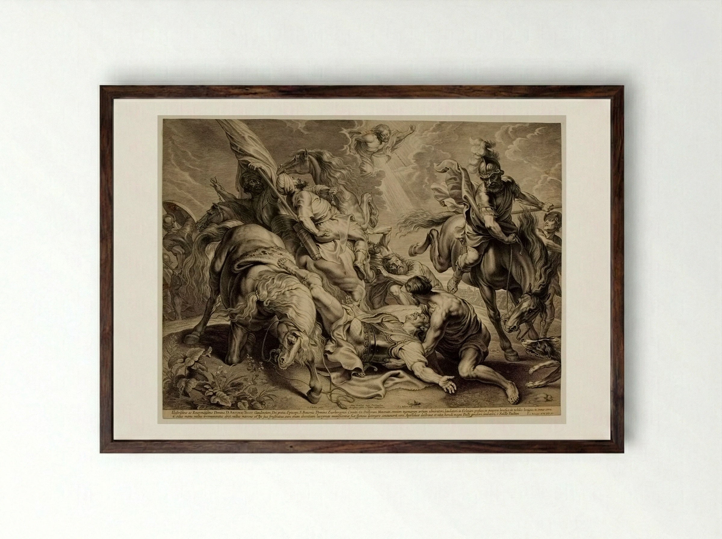 The Conversion of Saint Paul - Schelte Adamsz. Bolswert - Framed Print Dark Wood